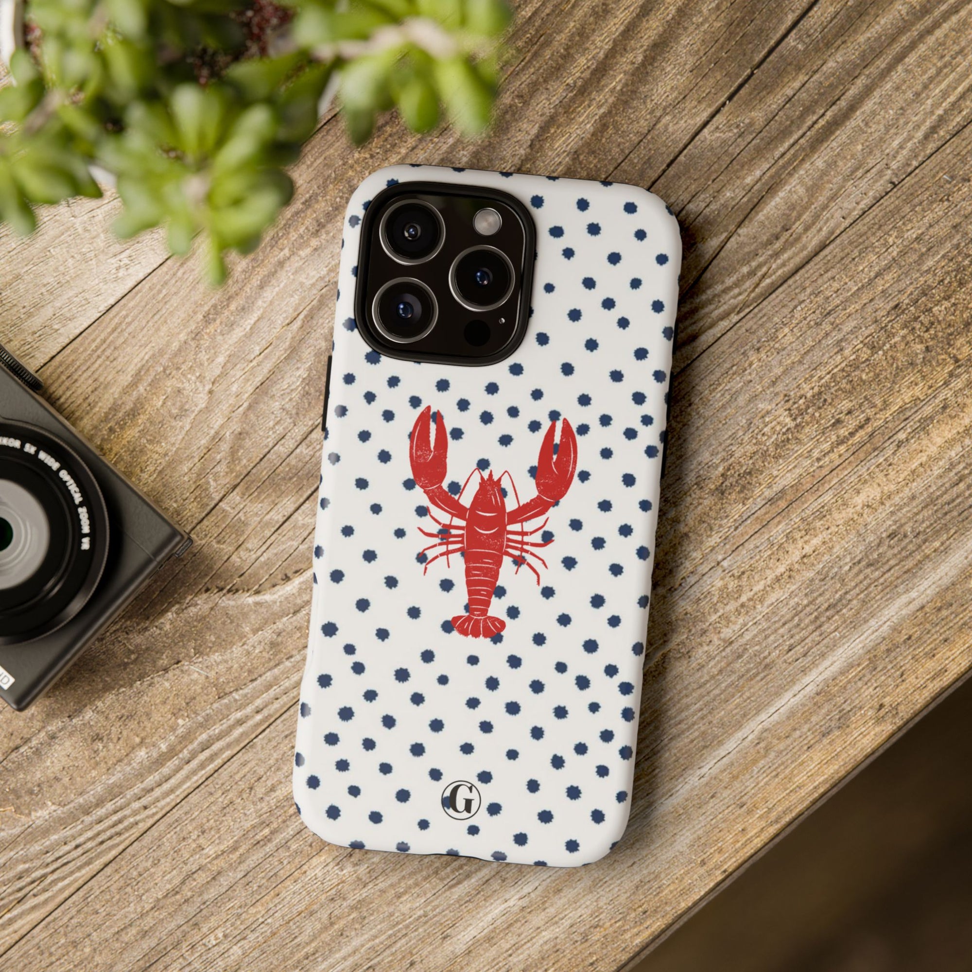Crawfish on Blue Dots Phone Case