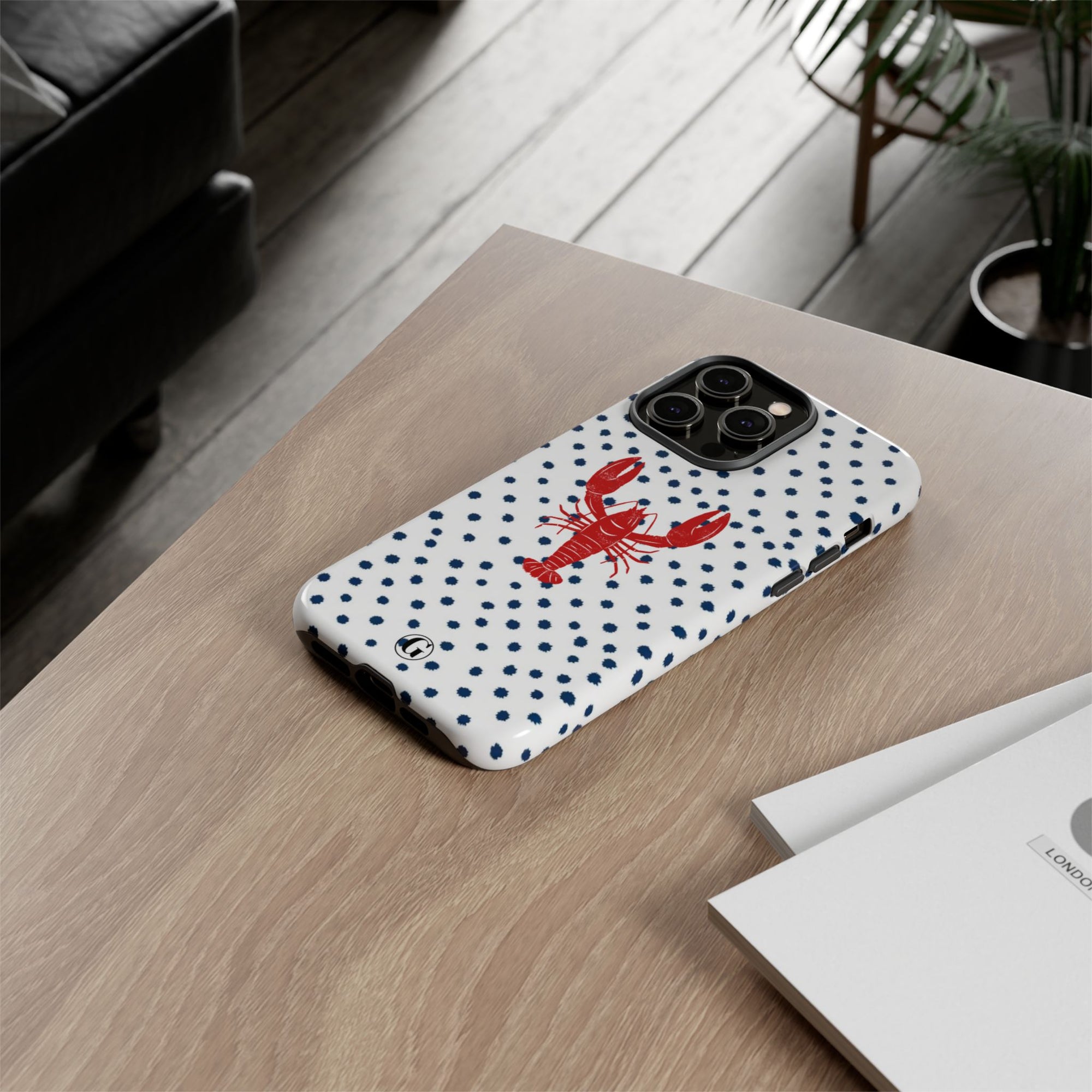 Crawfish on Blue Dots Phone Case