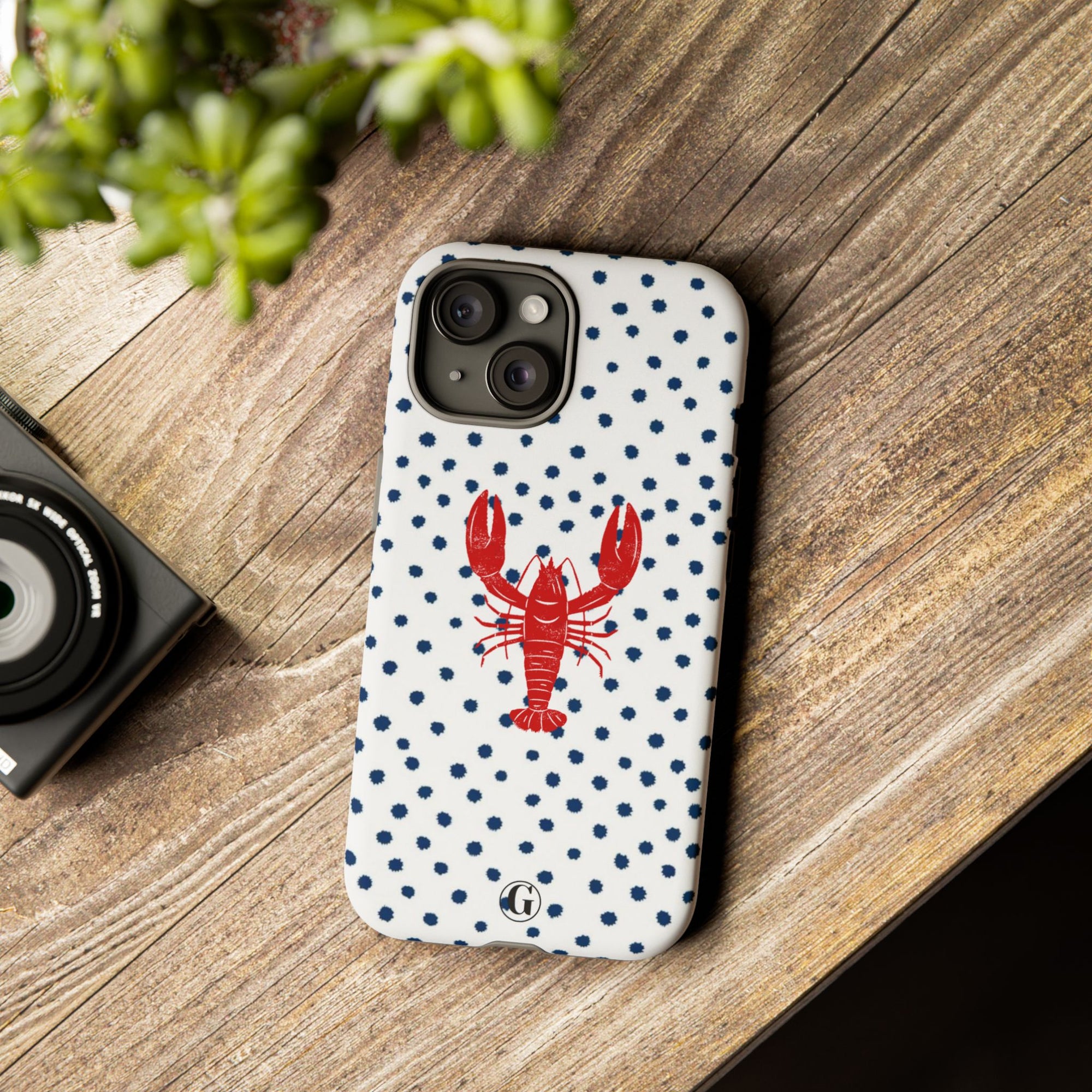 Crawfish on Blue Dots Phone Case