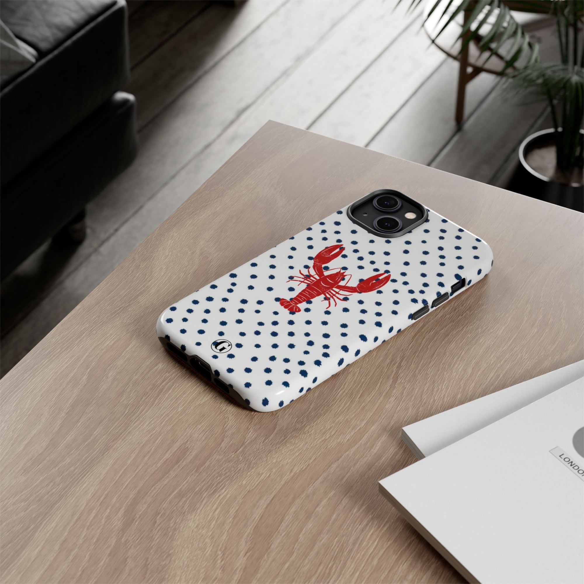 Crawfish on Blue Dots Phone Case