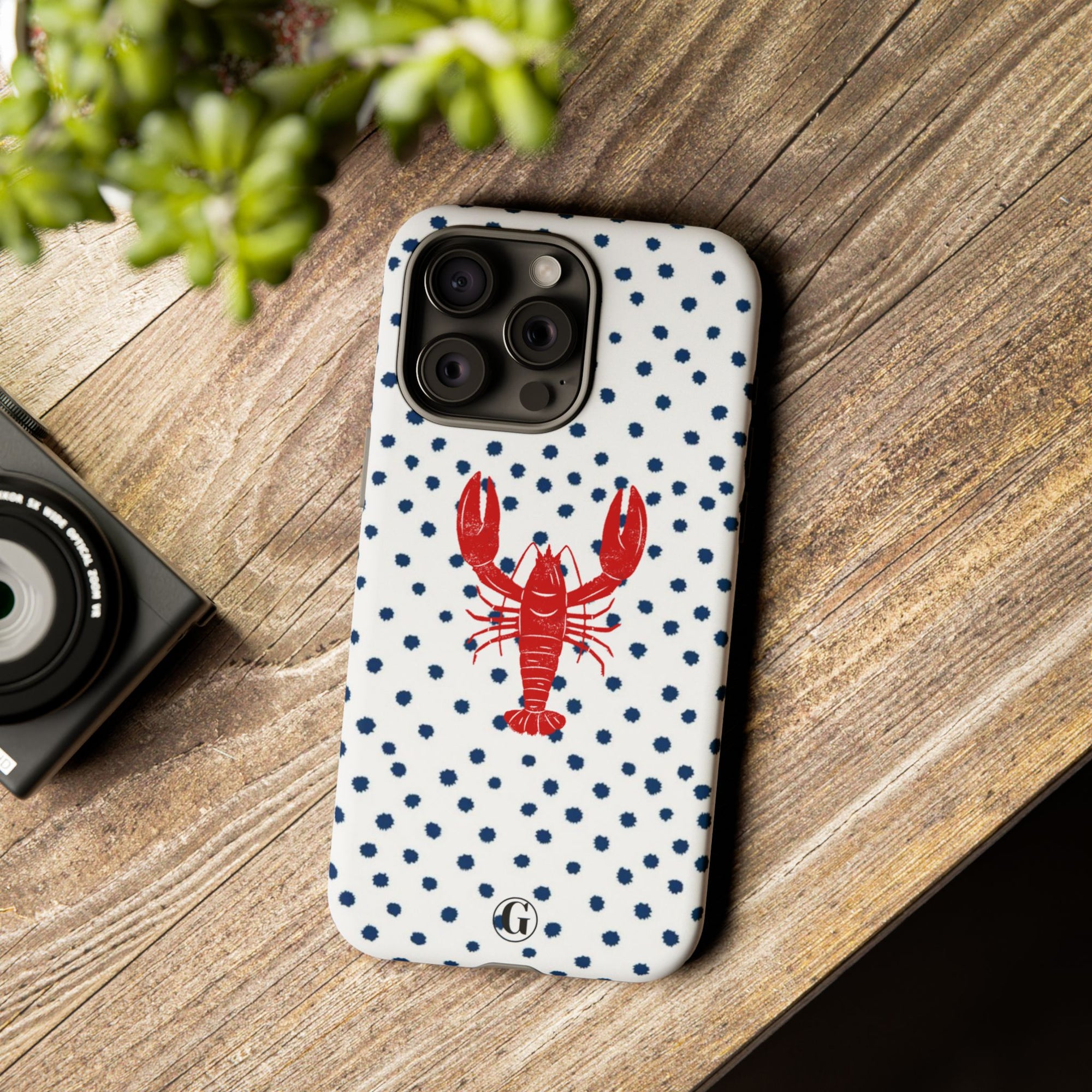 Crawfish on Blue Dots Phone Case