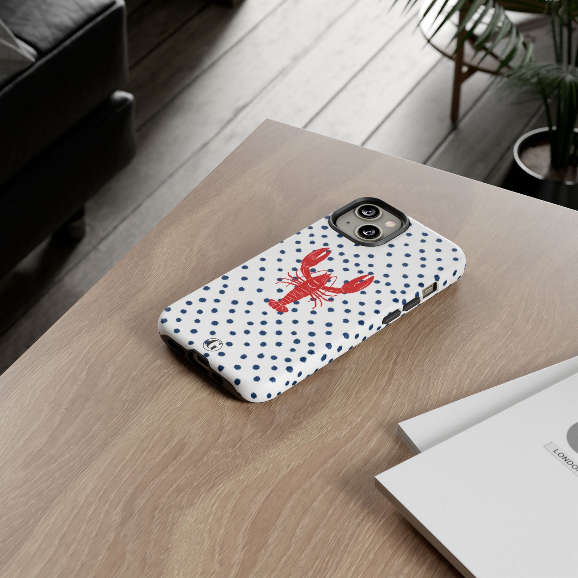 Crawfish on Blue Dots Phone Case