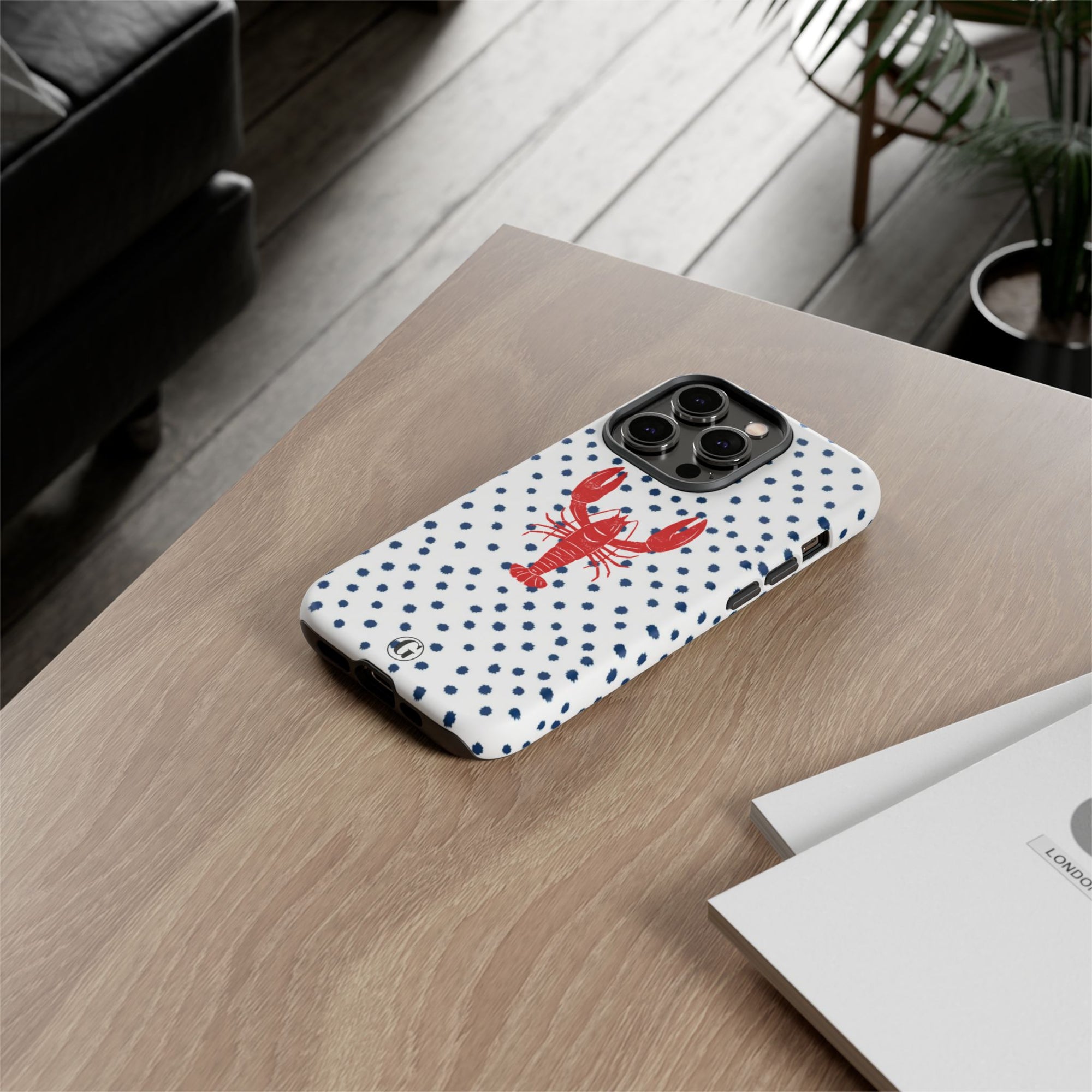 Crawfish on Blue Dots Phone Case
