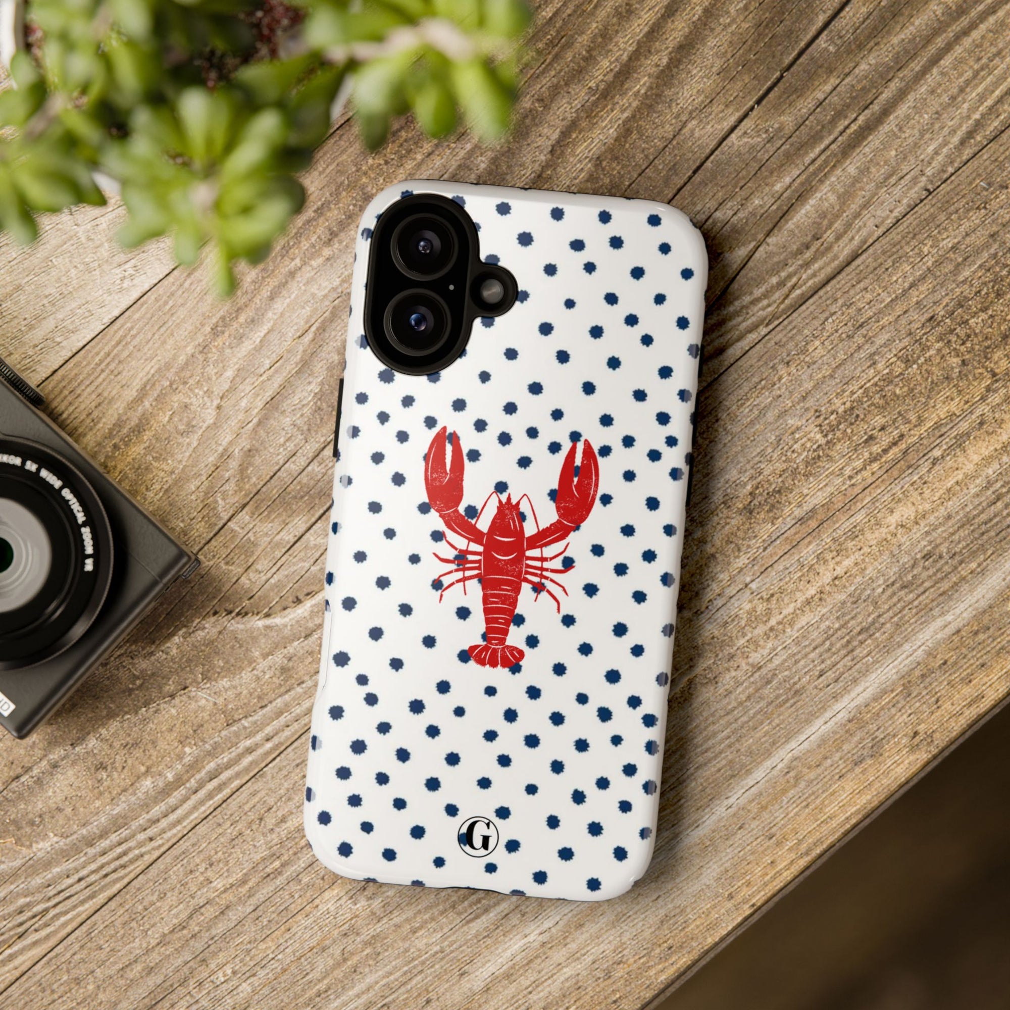 Crawfish on Blue Dots Phone Case