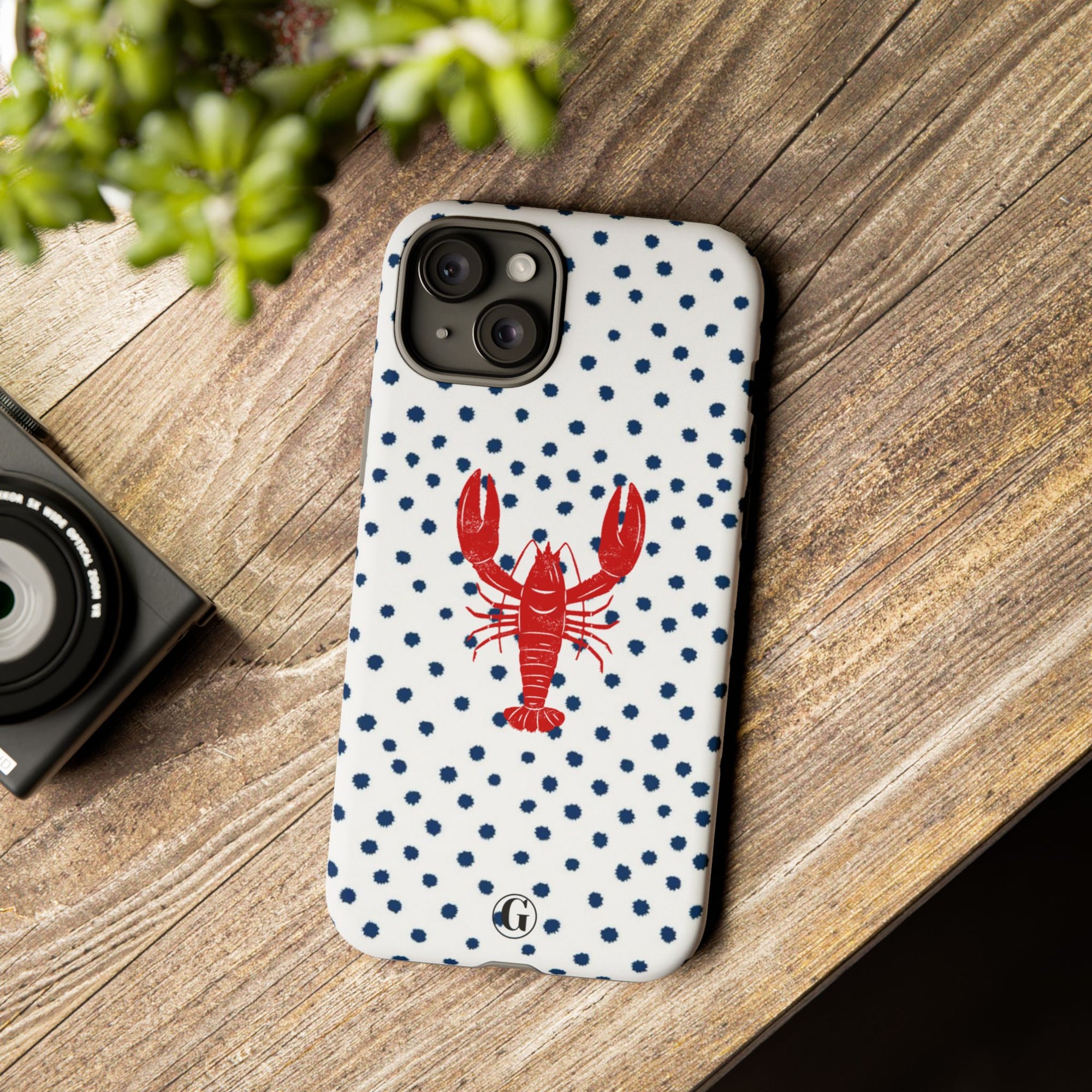 Crawfish on Blue Dots Phone Case