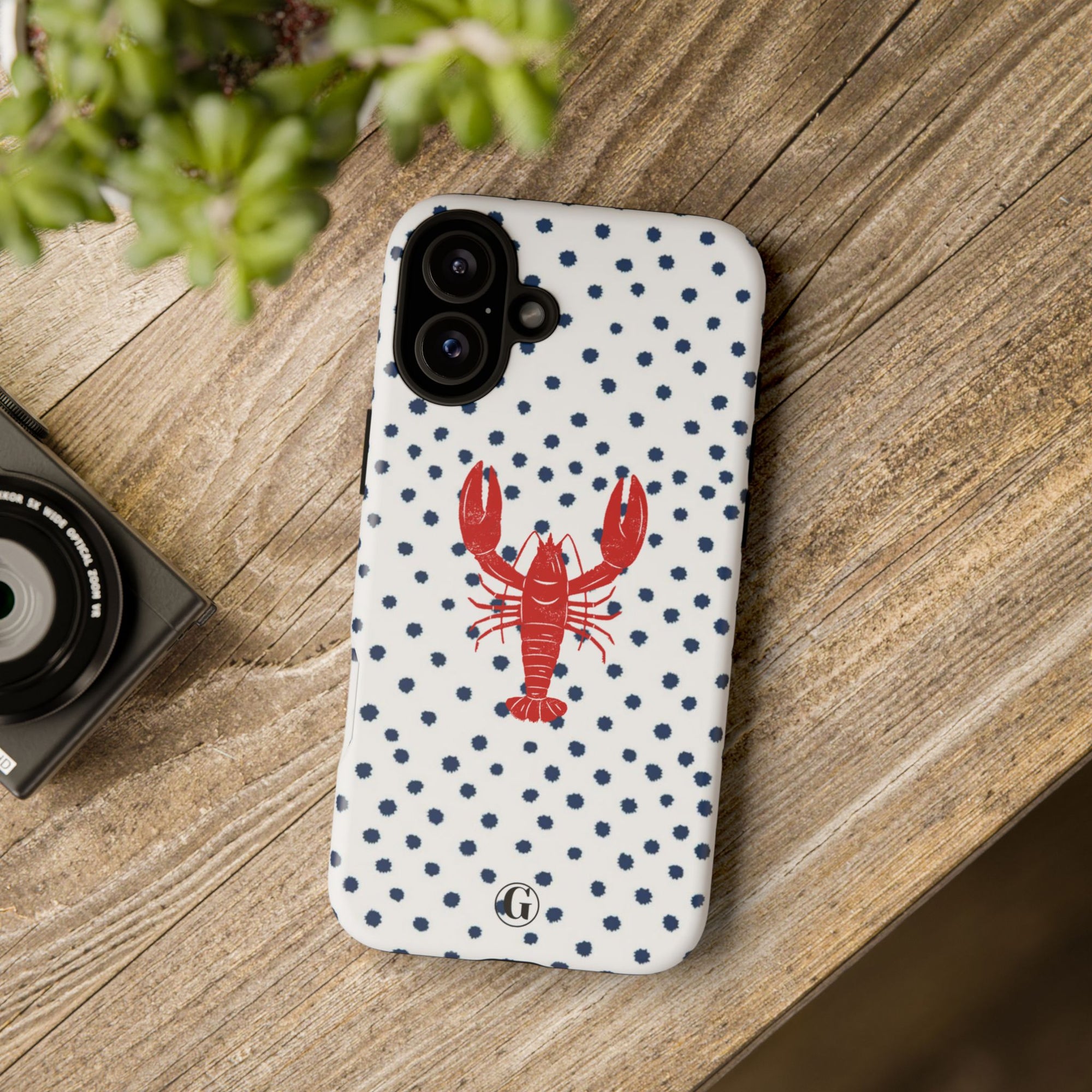 Crawfish on Blue Dots Phone Case