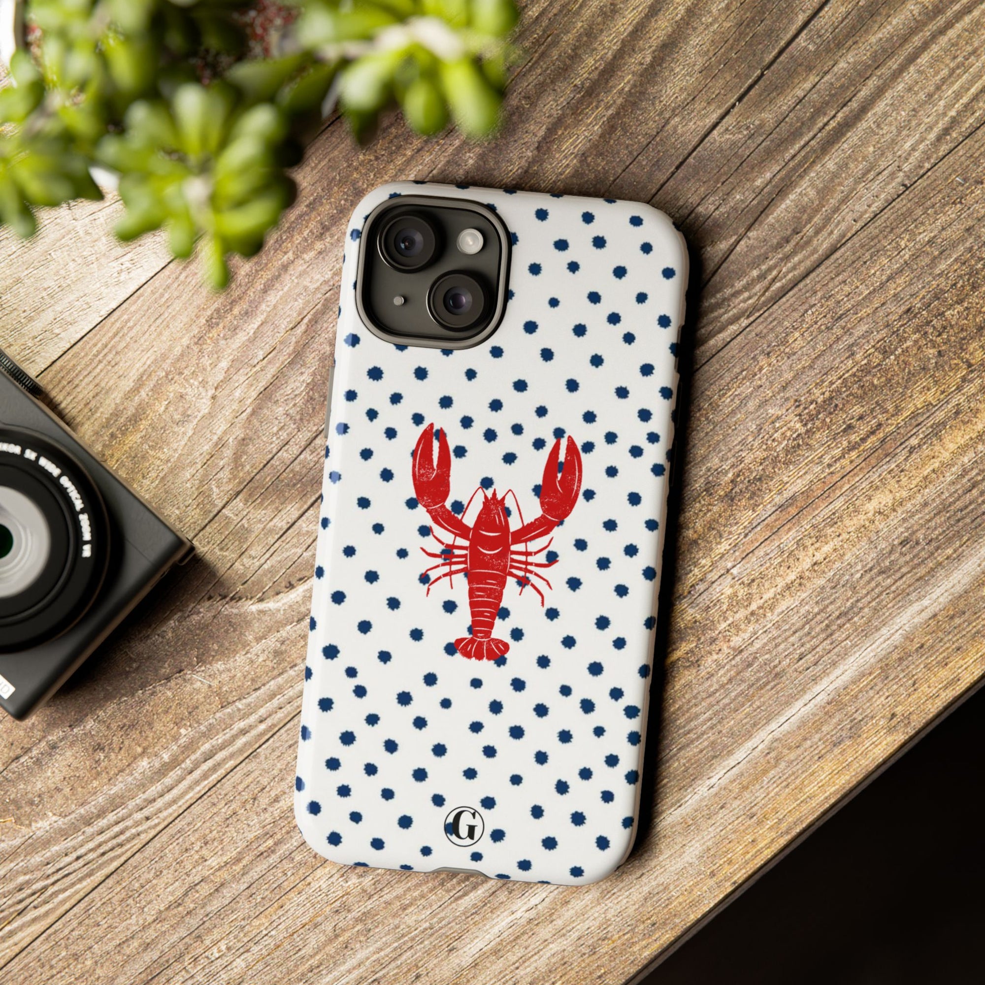 Crawfish on Blue Dots Phone Case