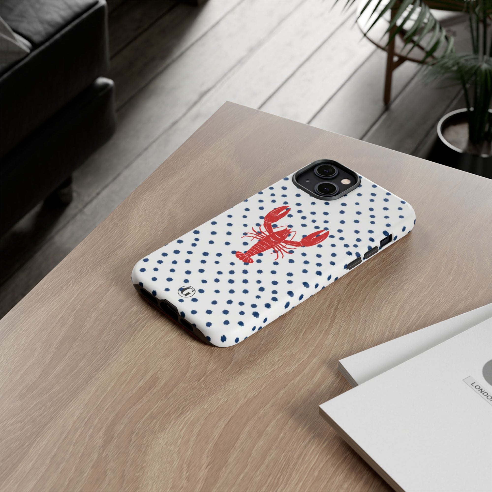 Crawfish on Blue Dots Phone Case
