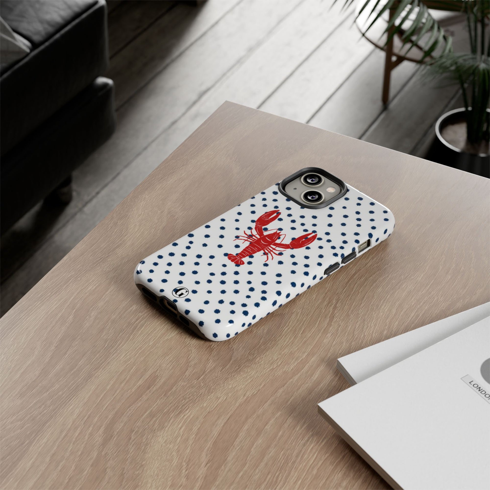 Crawfish on Blue Dots Phone Case