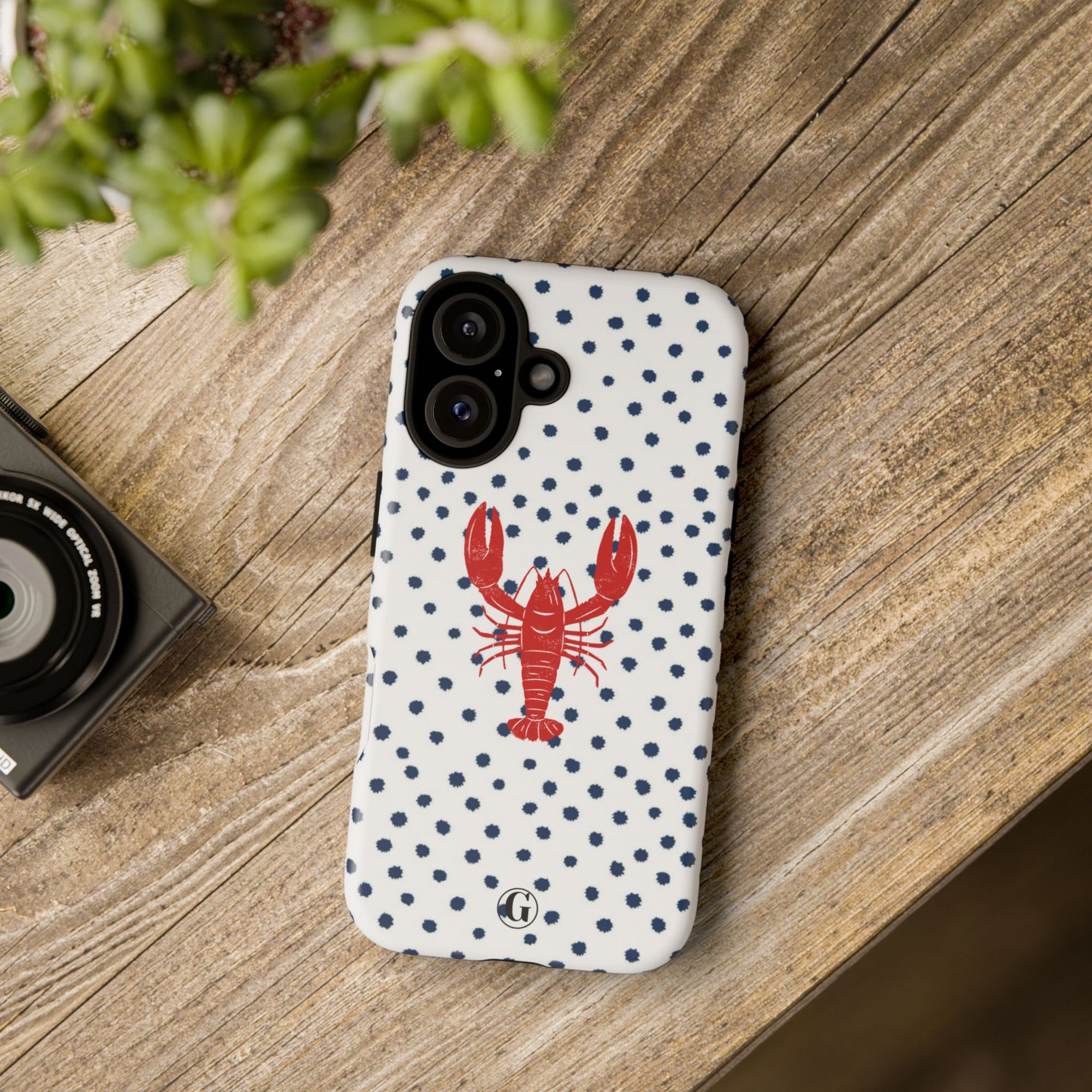 Crawfish on Blue Dots Phone Case