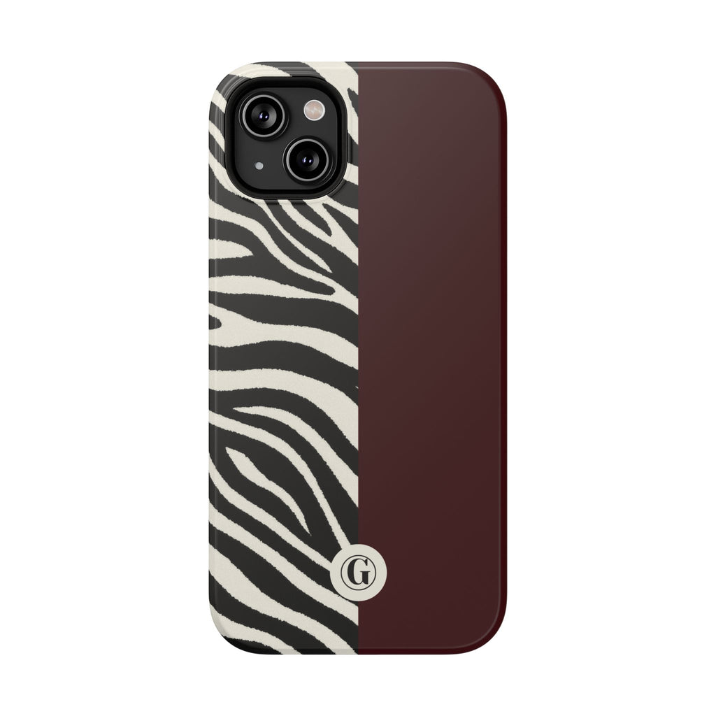 Zebra Print x Burgundy Phone Case