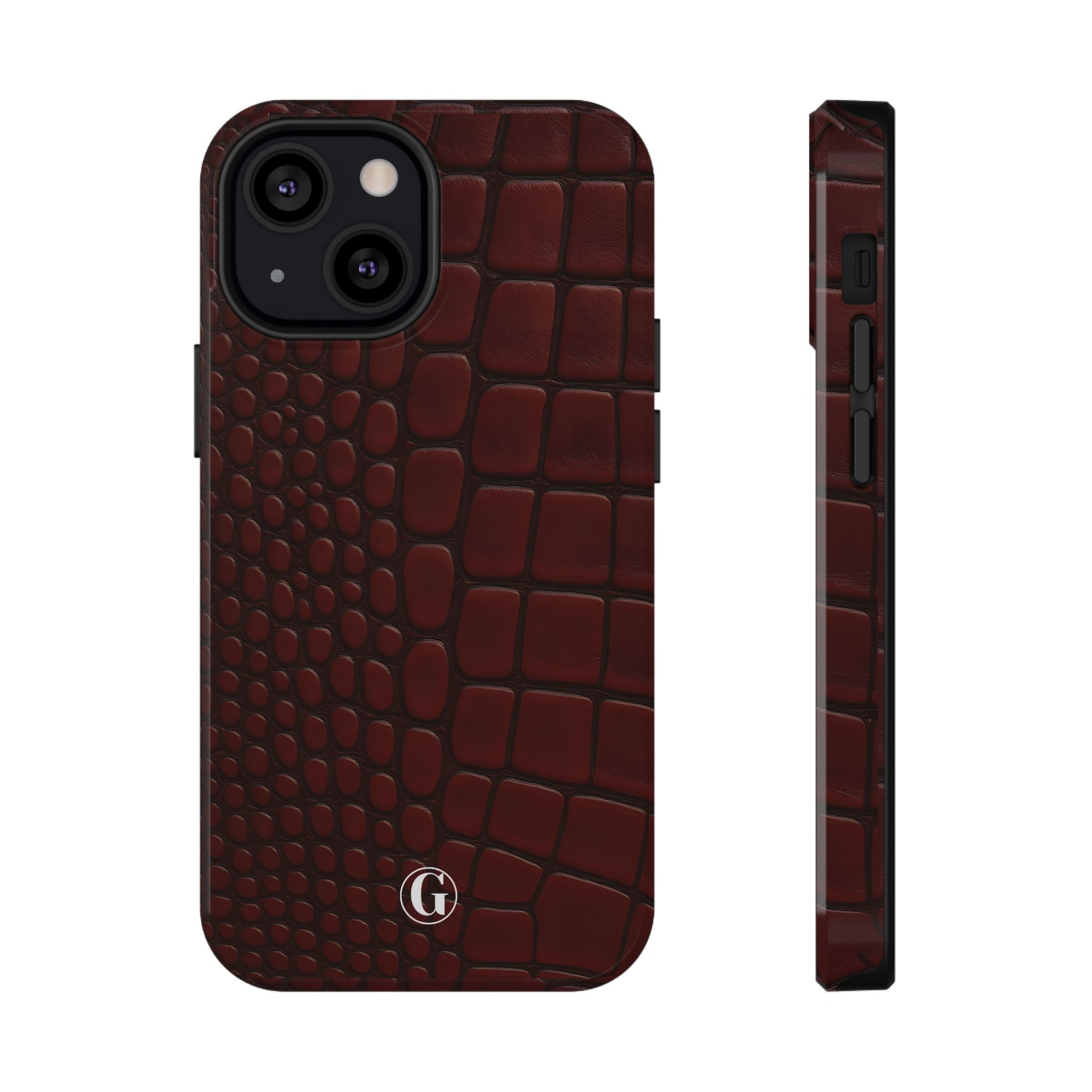 Burgundy Crocodile Print Phone Case