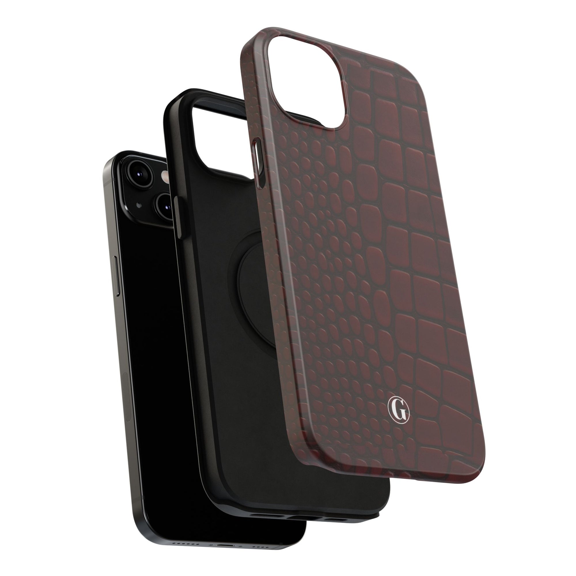 Burgundy Crocodile Print Phone Case
