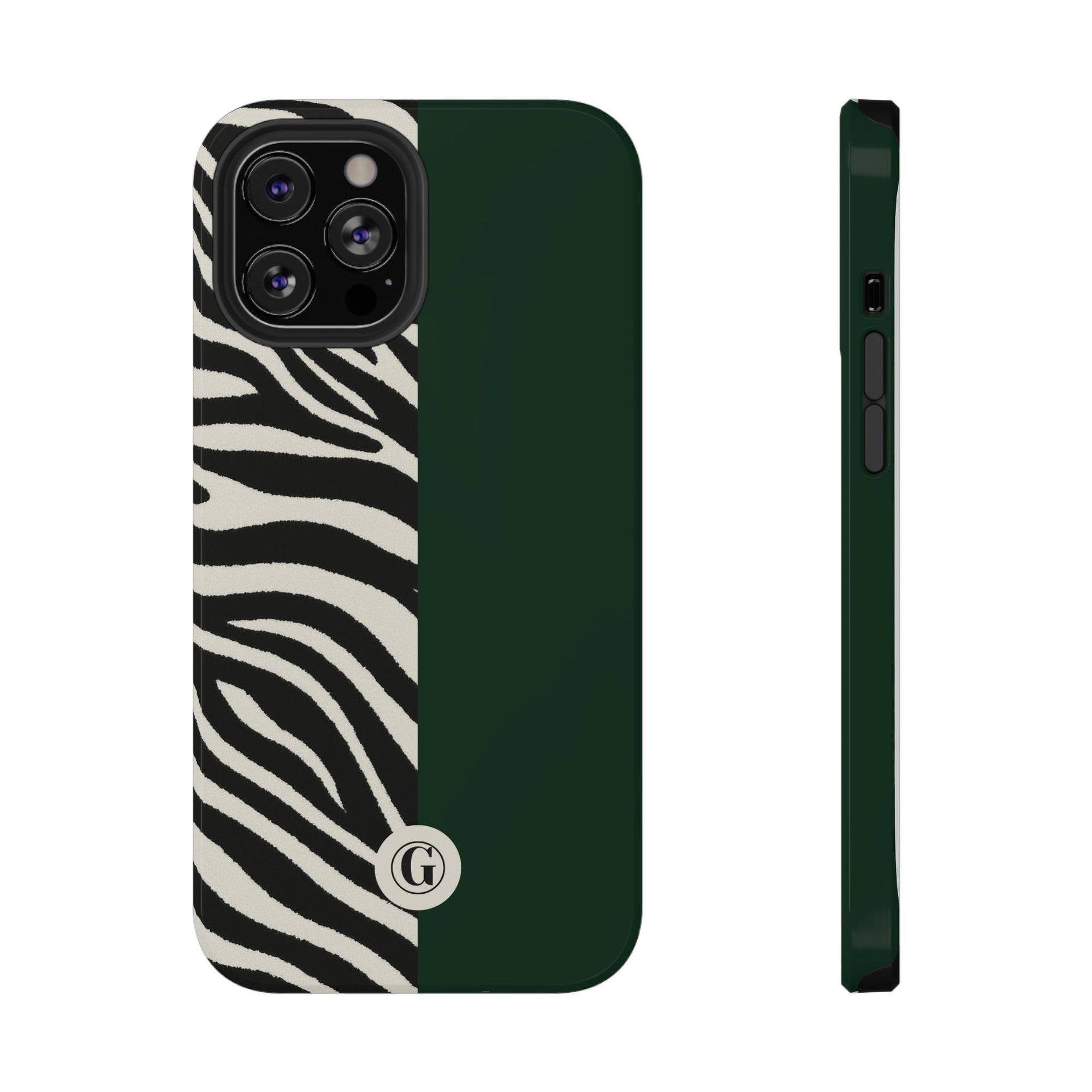 Zebra Print x Emerald Green Phone Case