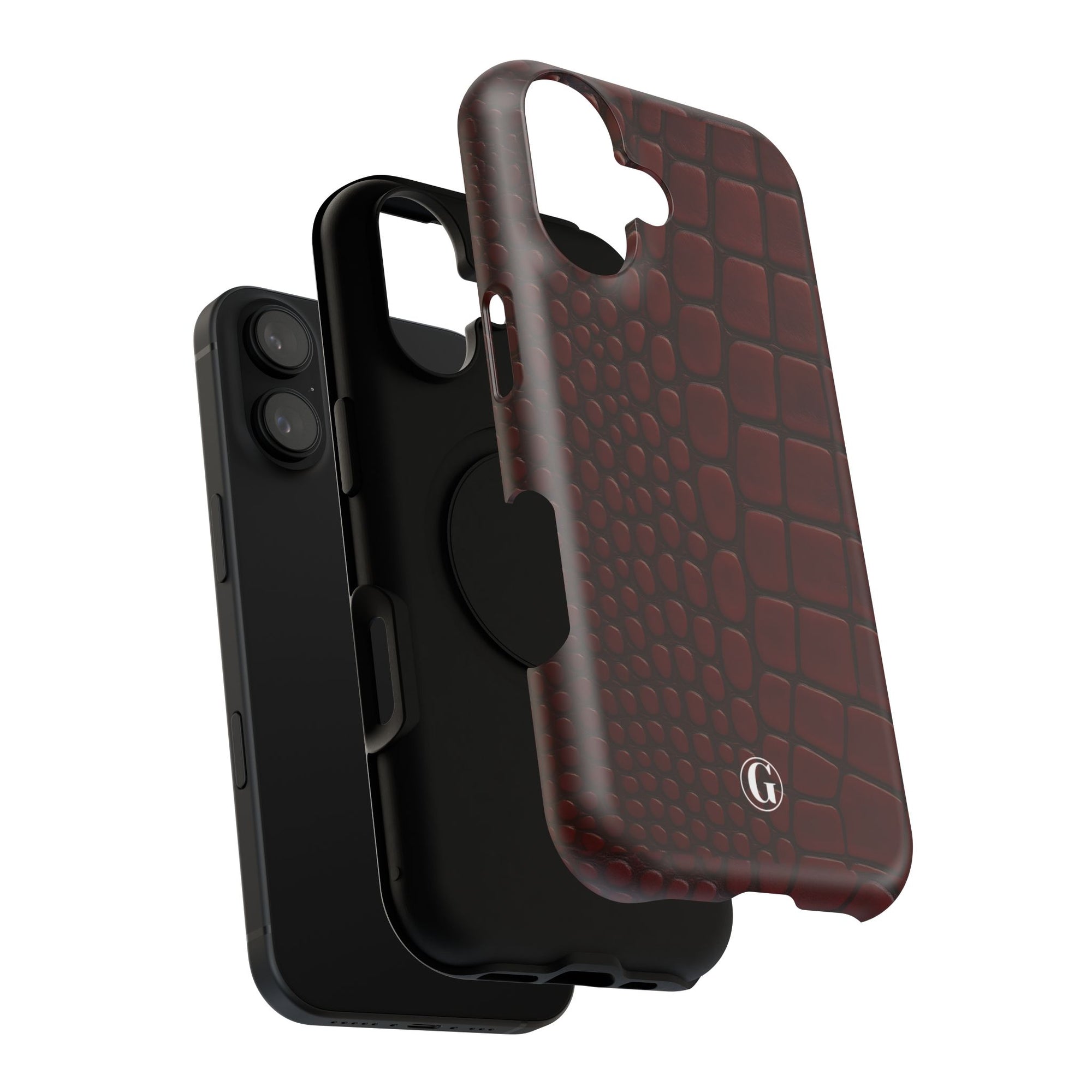 Burgundy Crocodile Print Phone Case