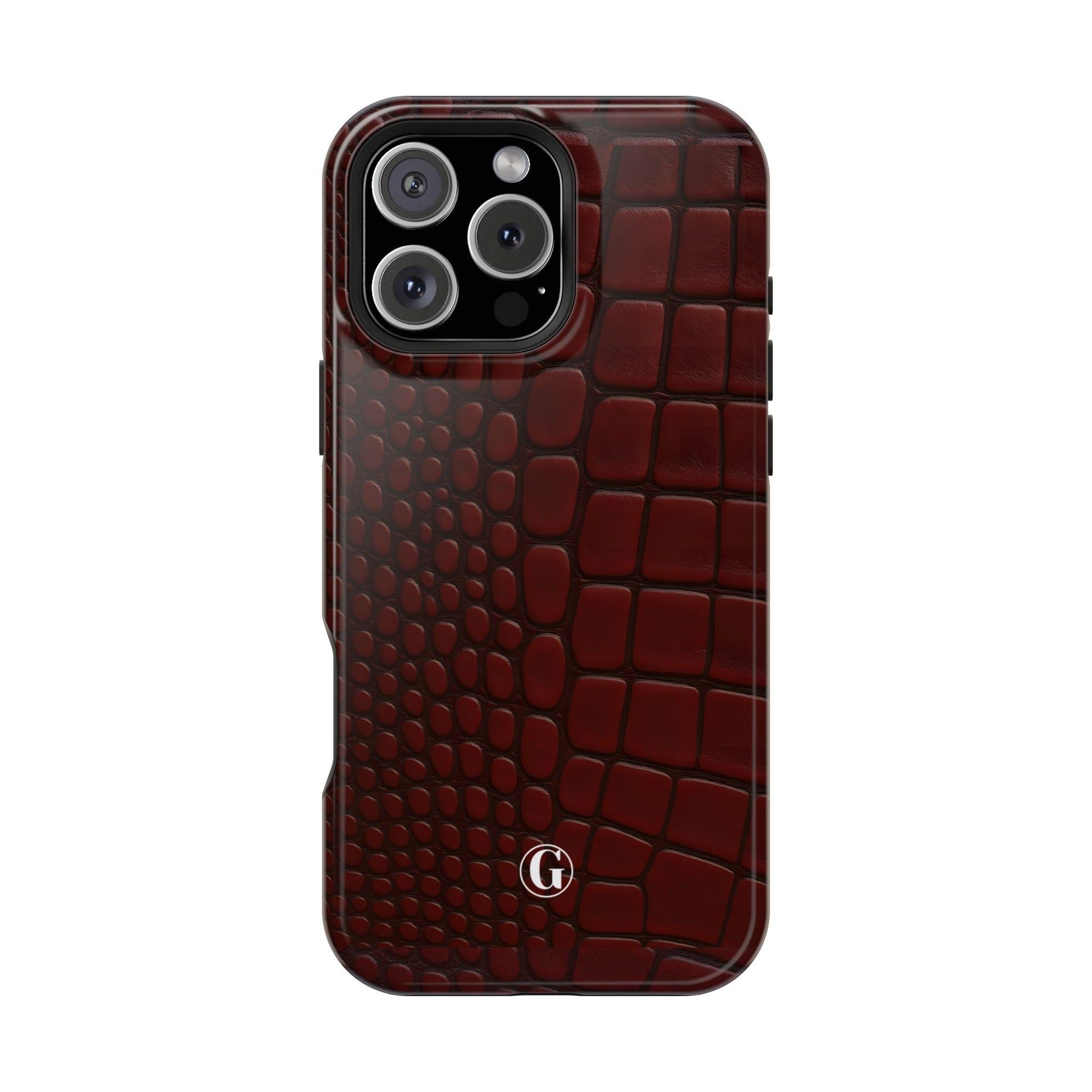 Burgundy Crocodile Print Phone Case