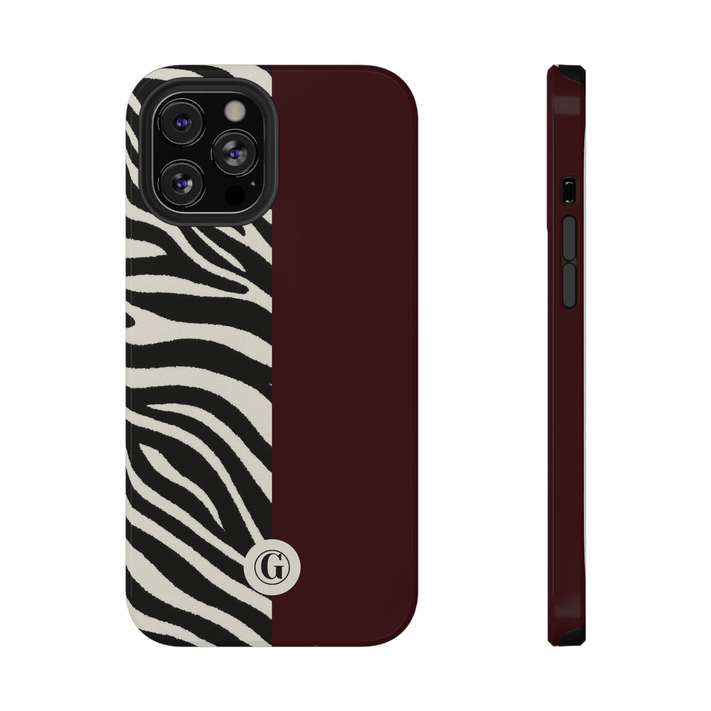 Zebra Print x Burgundy Phone Case