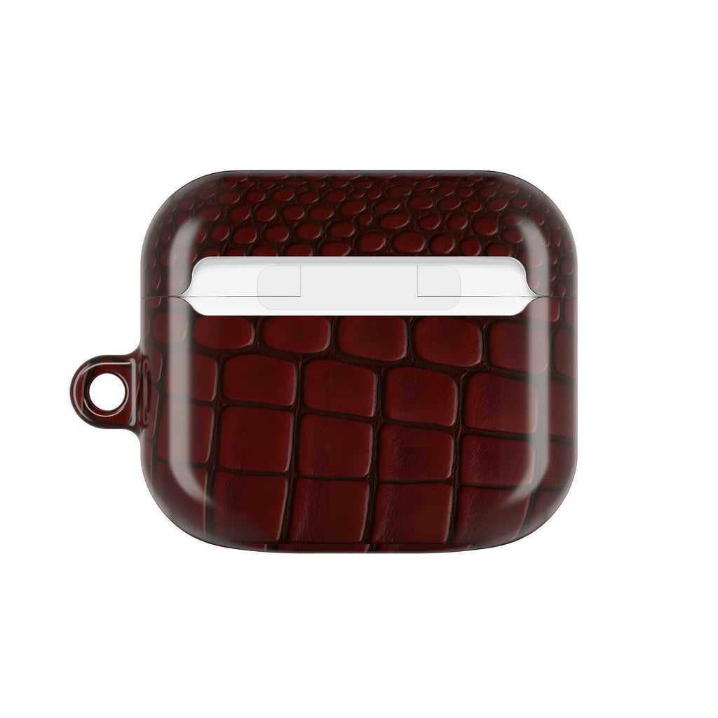 Burgundy Crocodile Print AirPod Case