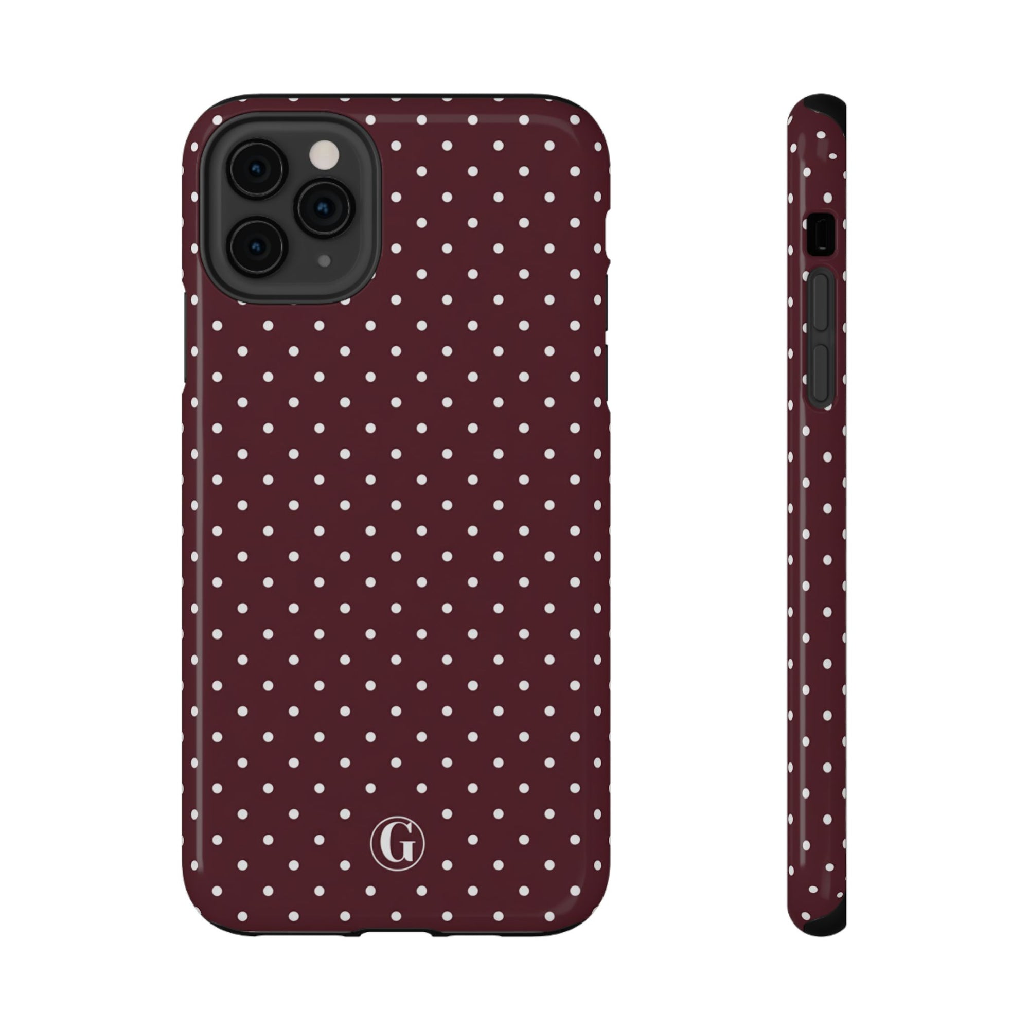 Burgundy Polka Dots Phone Case