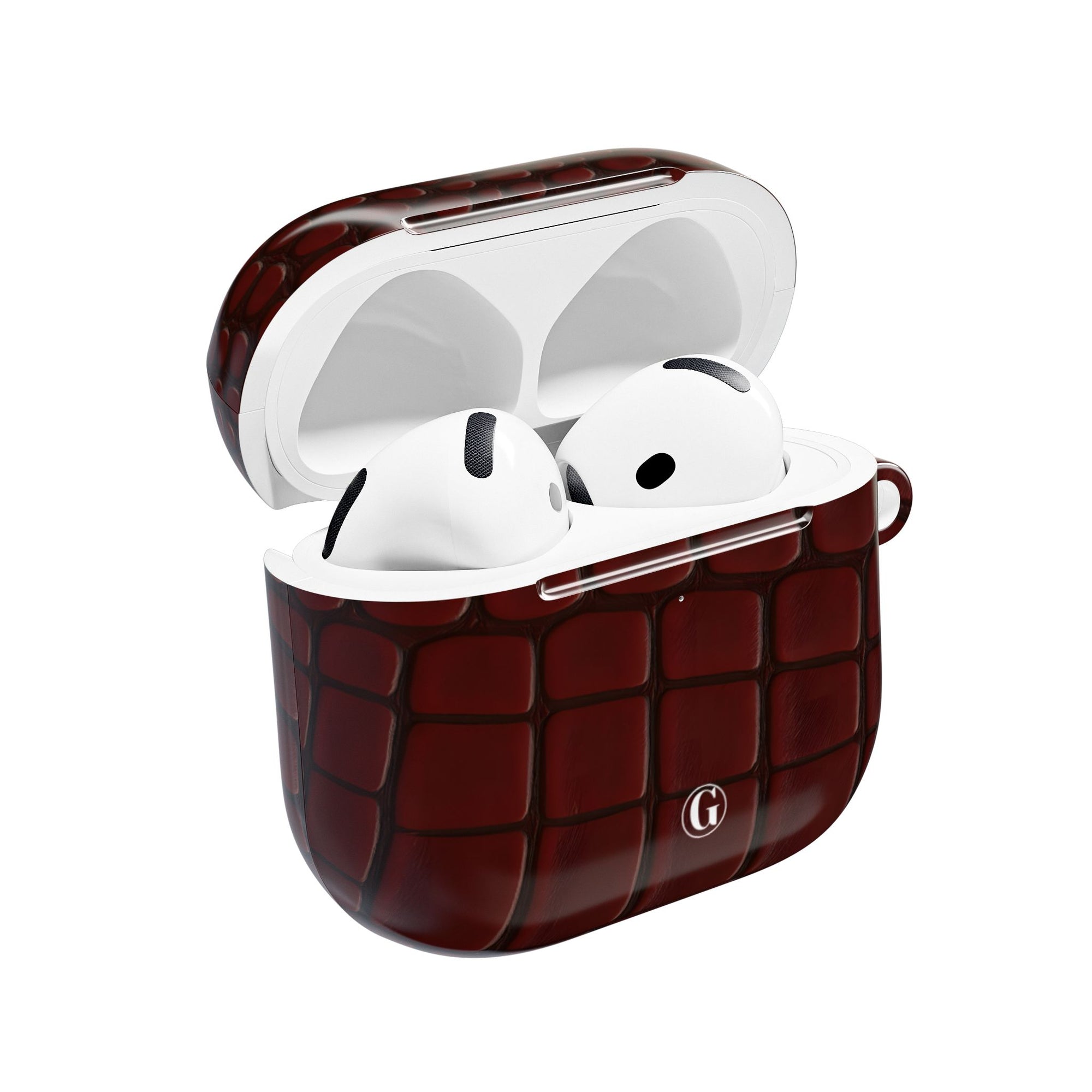 Burgundy Crocodile Print AirPod Case