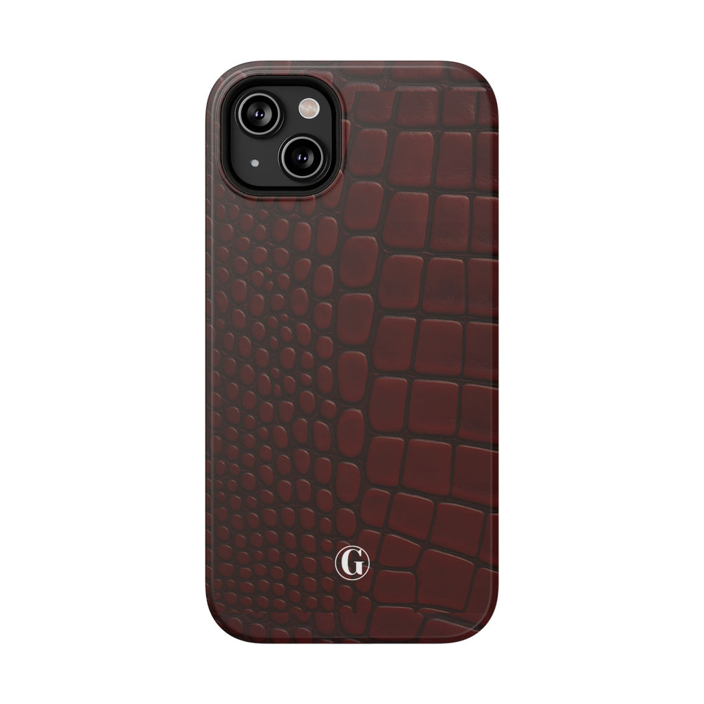 Burgundy Crocodile Print Phone Case