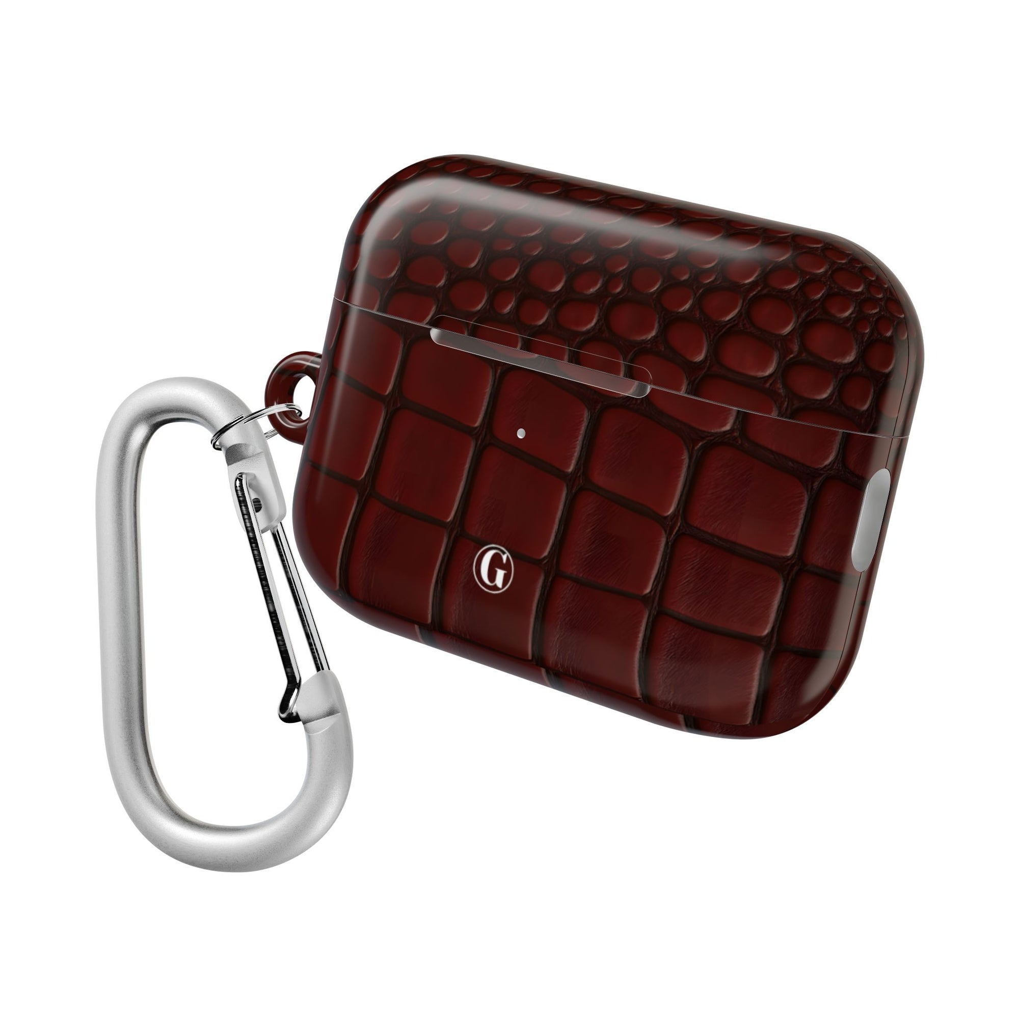 Burgundy Crocodile Print AirPod Case