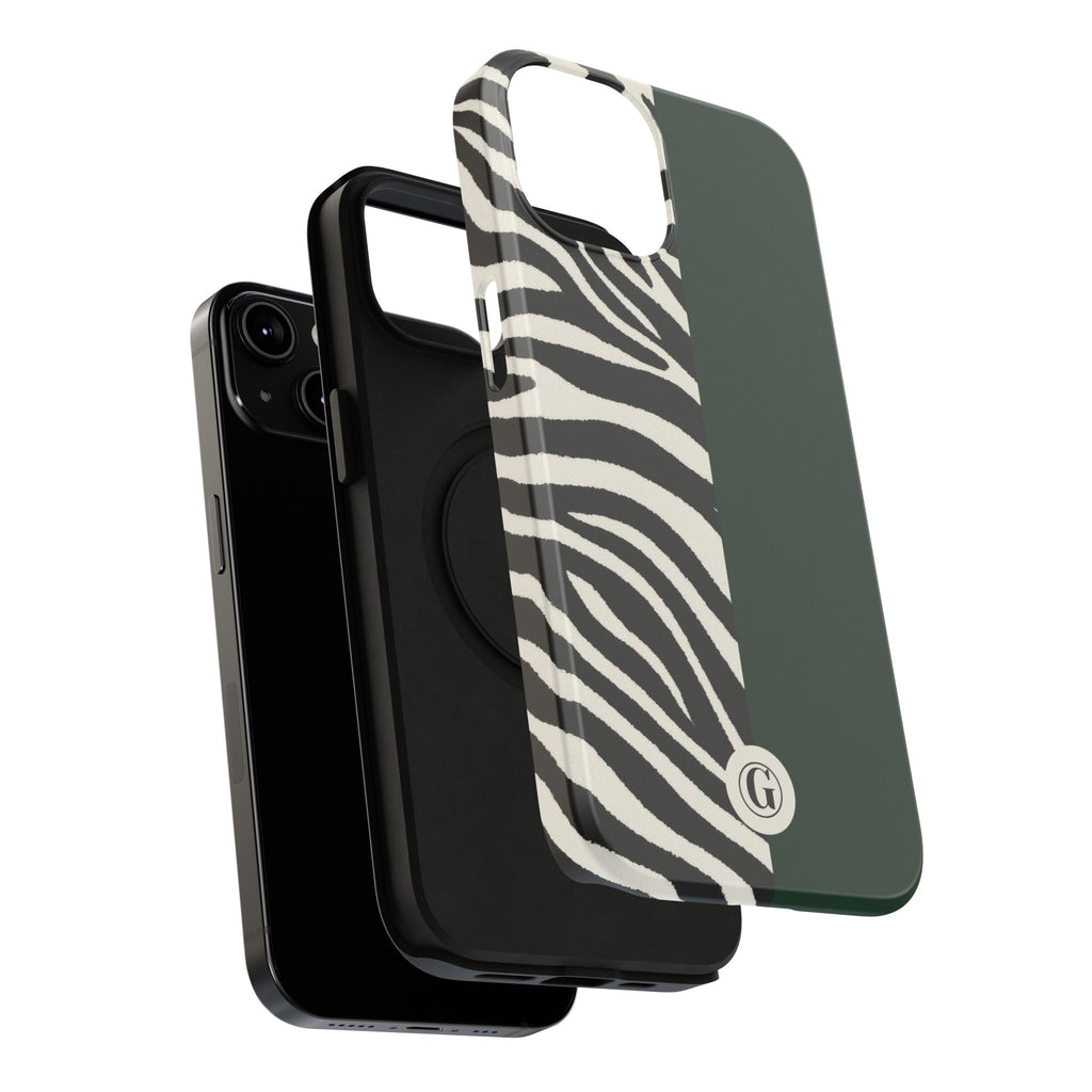 Zebra Print x Emerald Green Phone Case