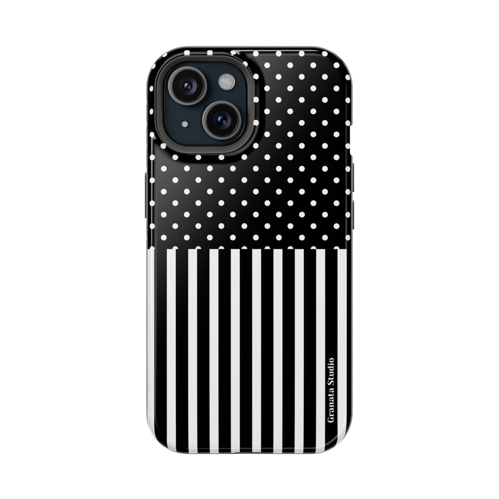 B&W Polka Dots x Stripes Phone Case