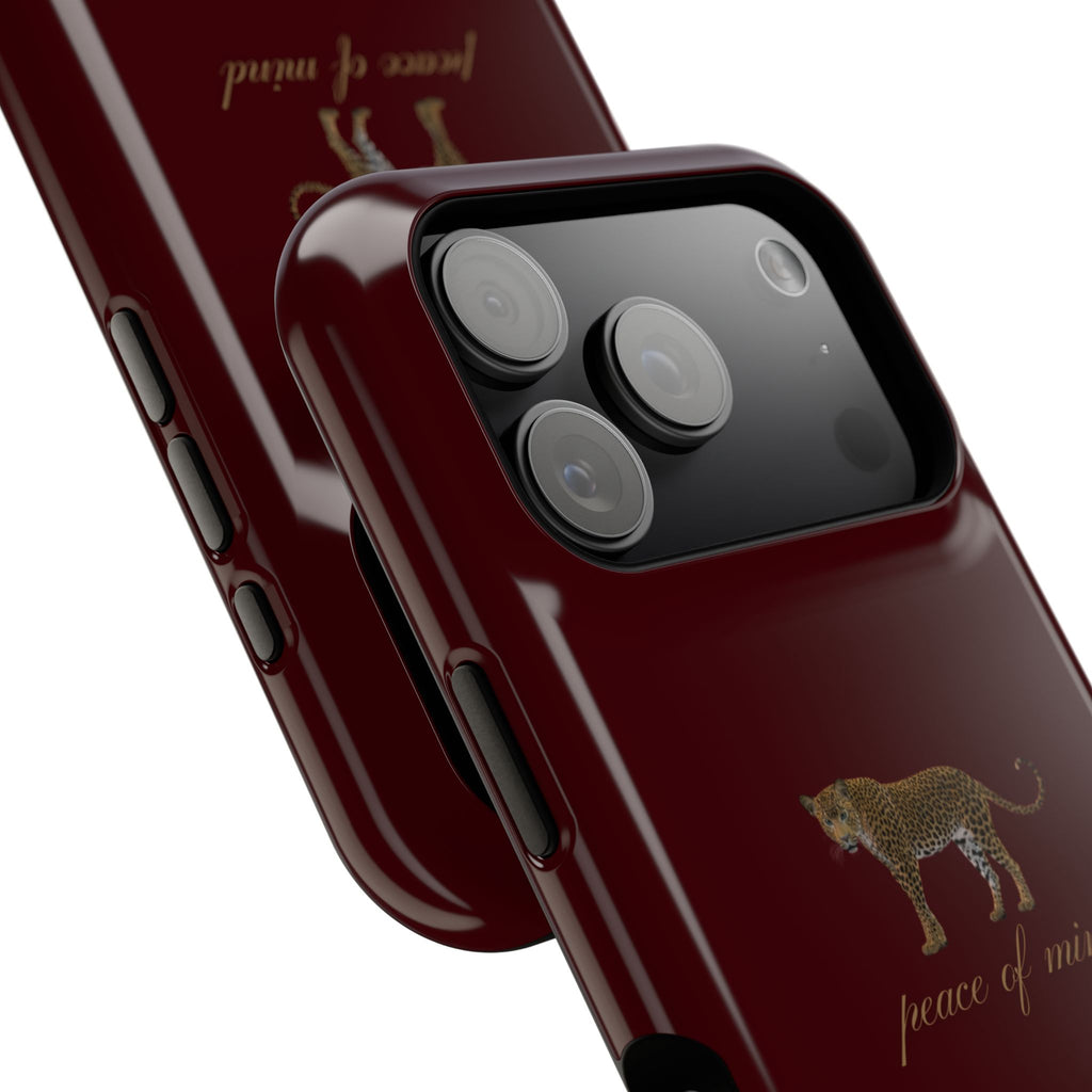 Burgundy 'Peace of Mind' Panther Phone Case