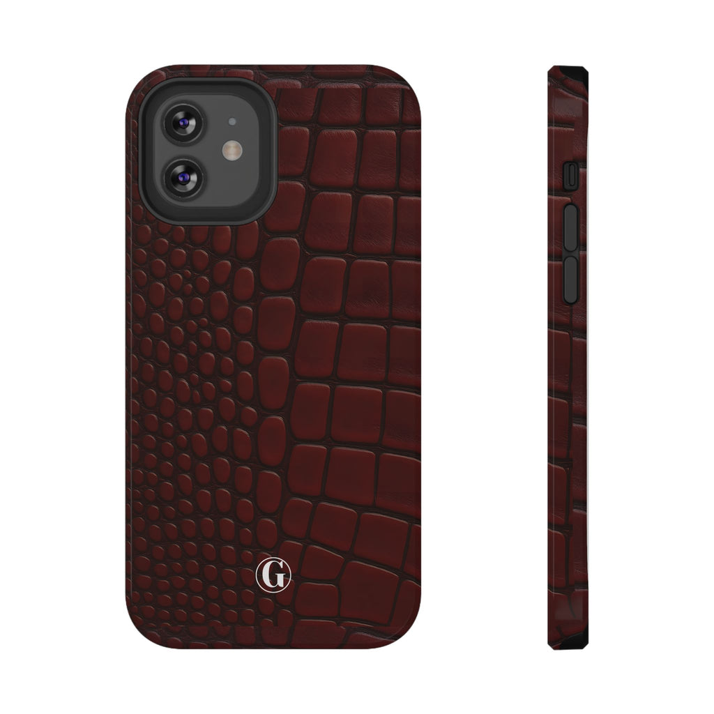 Burgundy Crocodile Print Phone Case