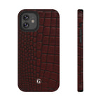 Burgundy Crocodile Print Phone Case