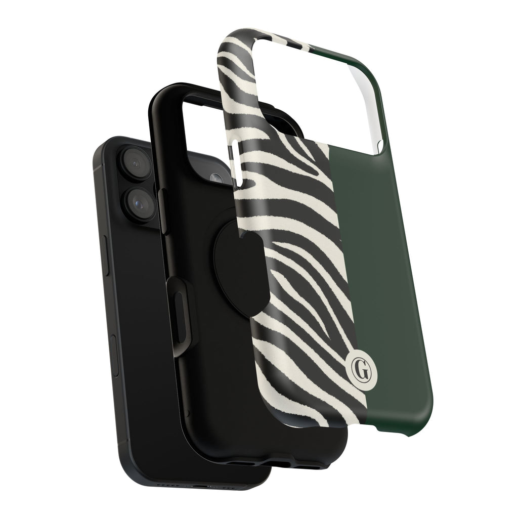 Zebra Print x Emerald Green Phone Case