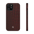 Burgundy Crocodile Print Phone Case