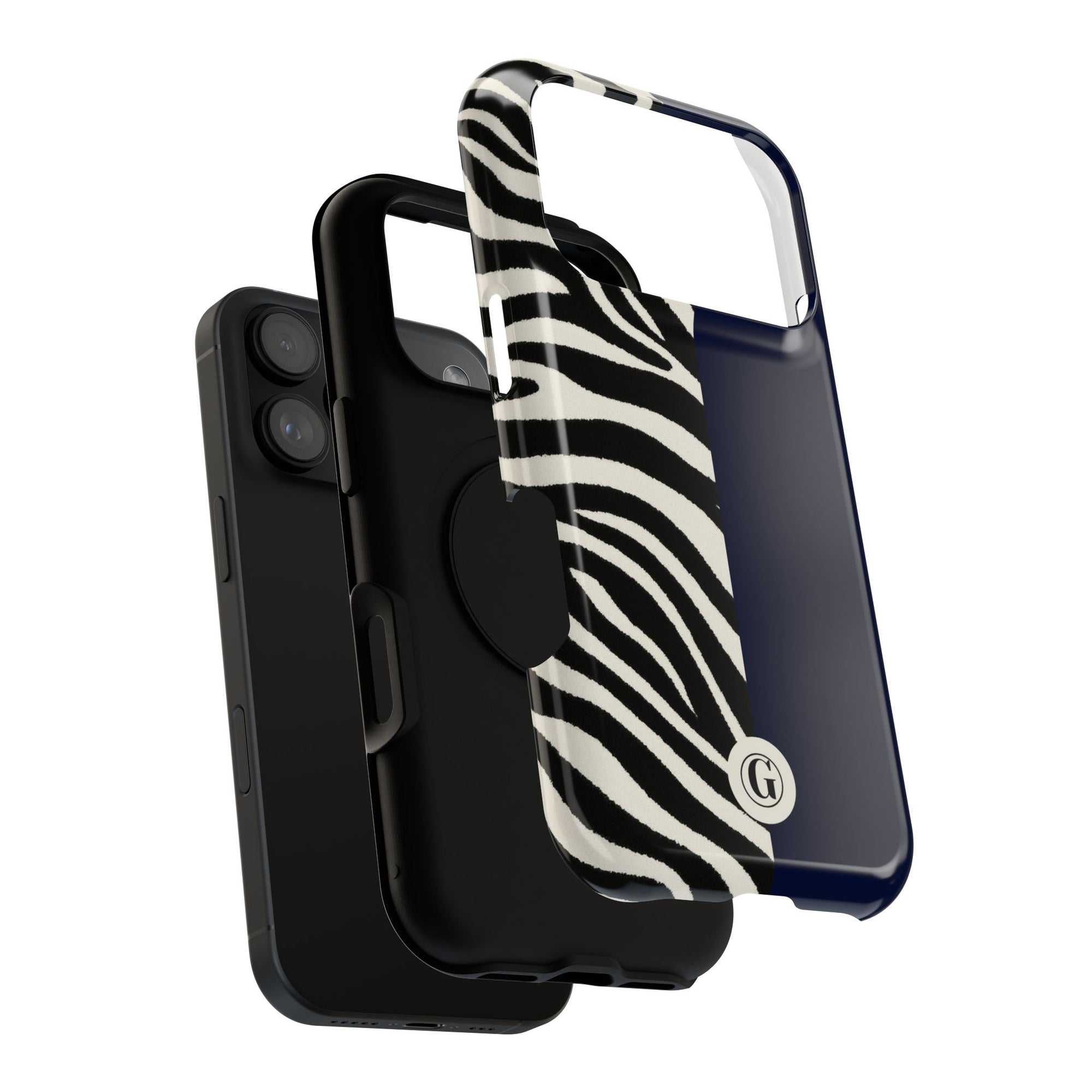 Zebra Print x Navy Blue Phone Case