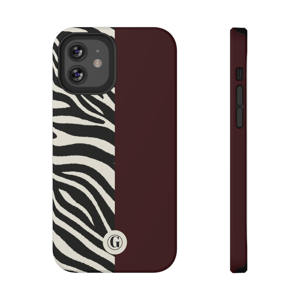 Zebra Print x Burgundy Phone Case