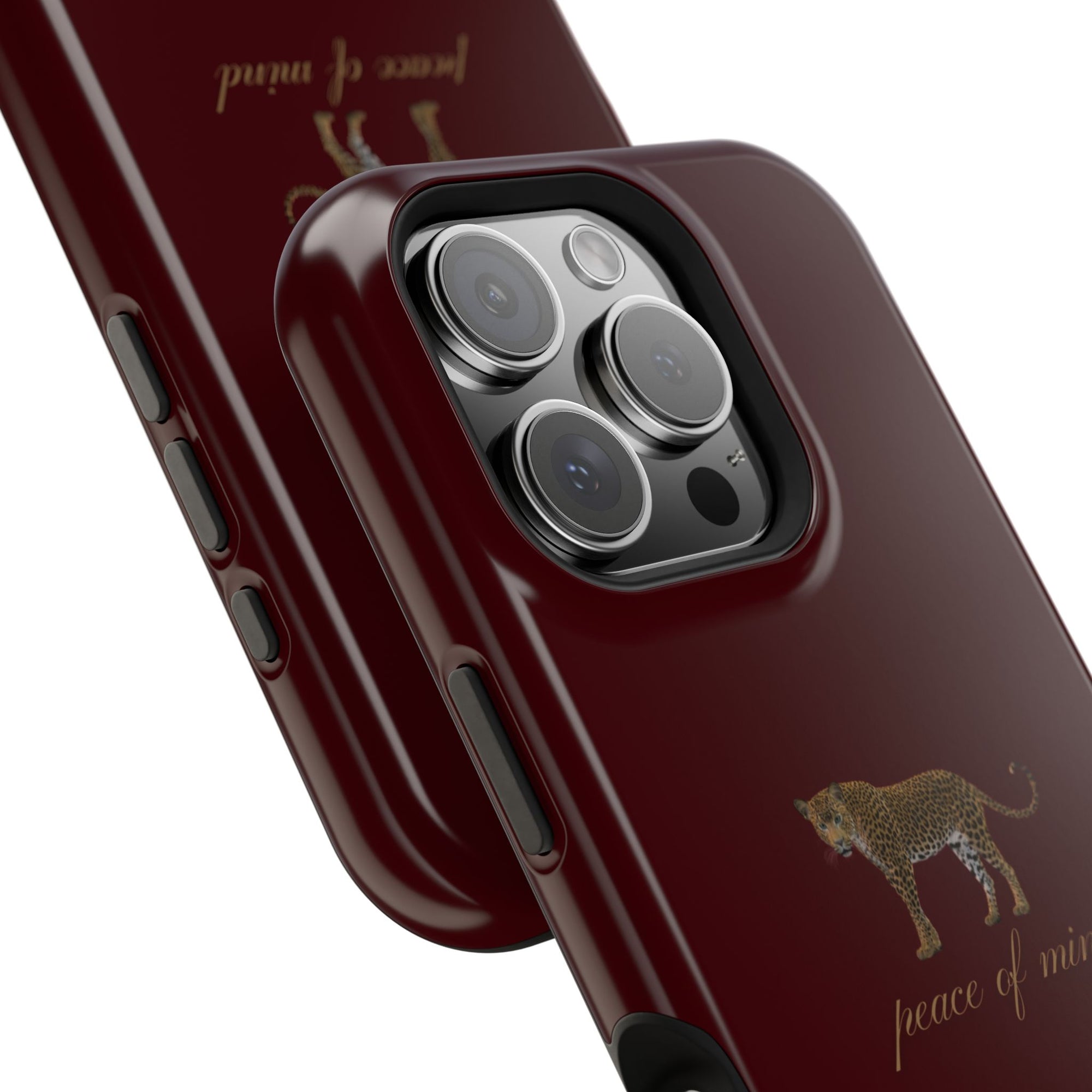 Burgundy 'Peace of Mind' Panther Phone Case