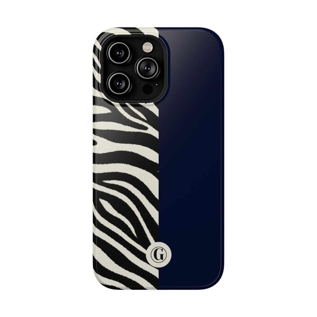 Zebra Print x Navy Blue Phone Case