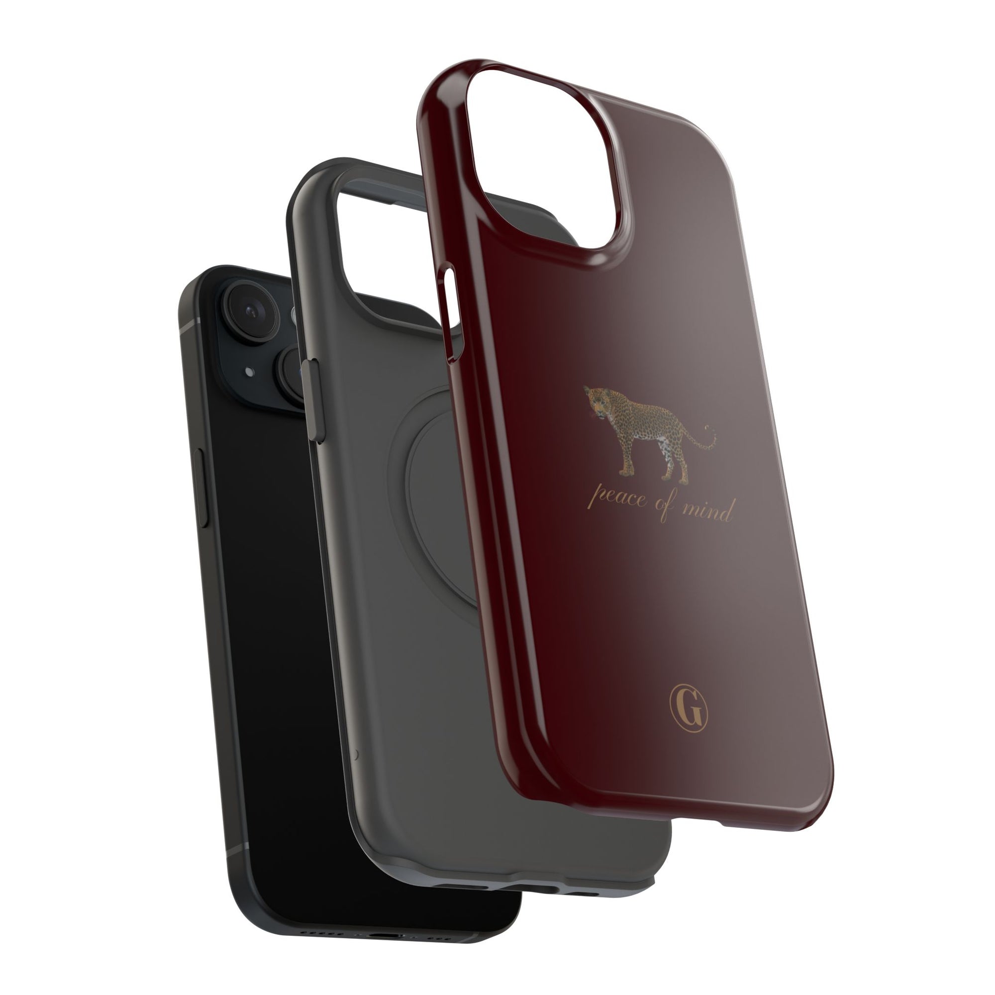 Burgundy 'Peace of Mind' Panther Phone Case