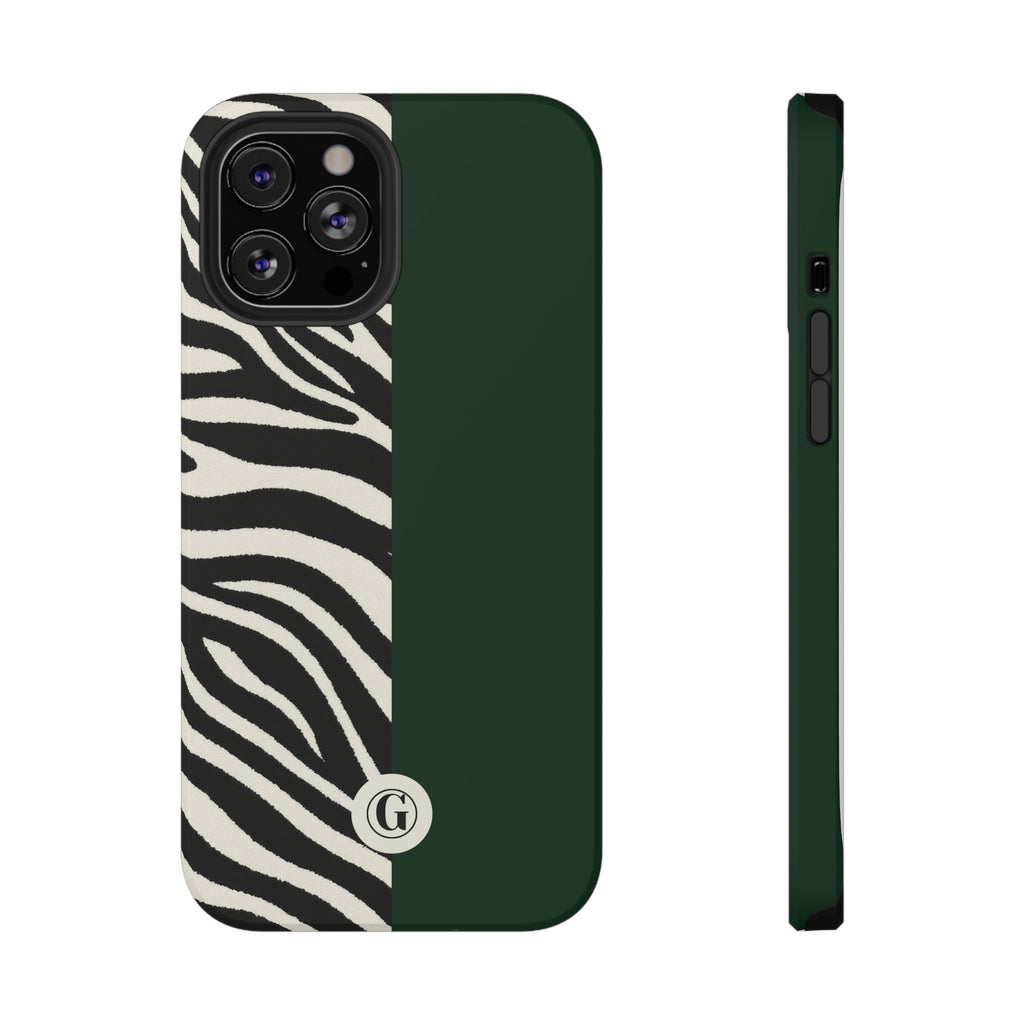 Zebra Print x Emerald Green Phone Case