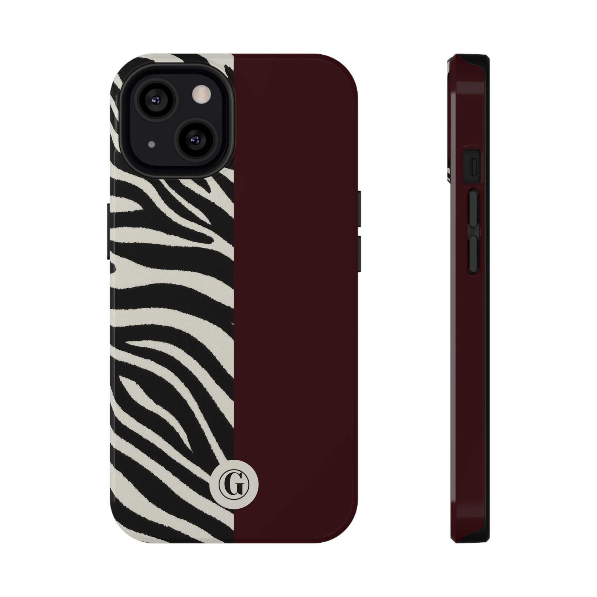 Zebra Print x Burgundy Phone Case