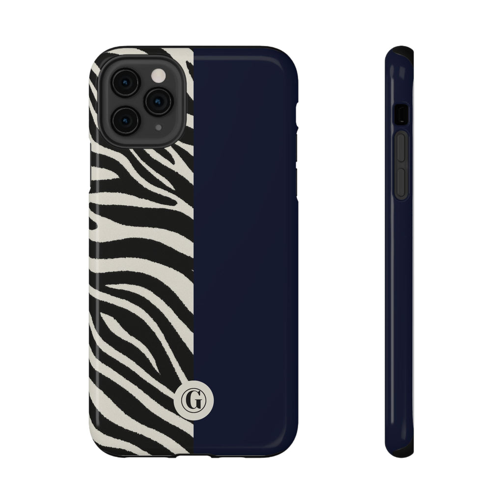 Zebra Print x Navy Blue Phone Case