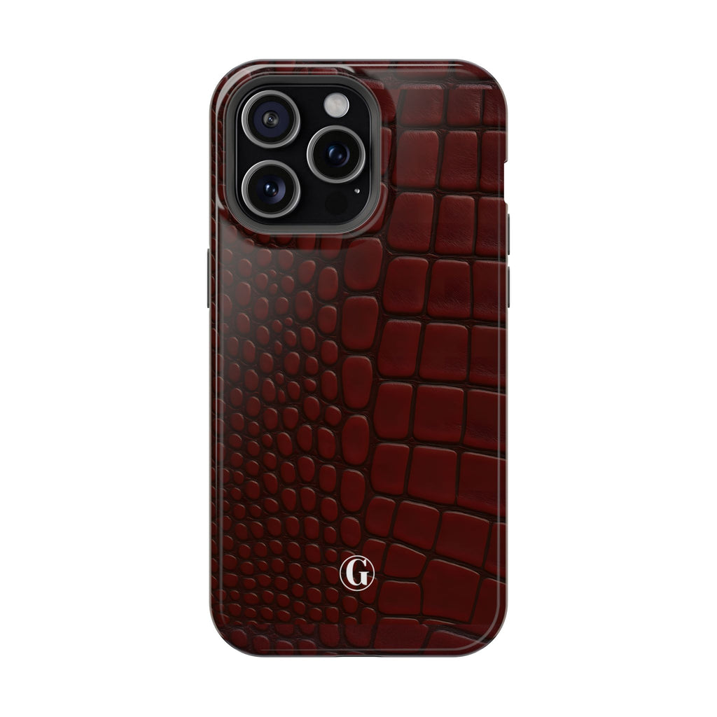 Burgundy Crocodile Print Phone Case