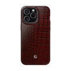 Burgundy Crocodile Print Phone Case