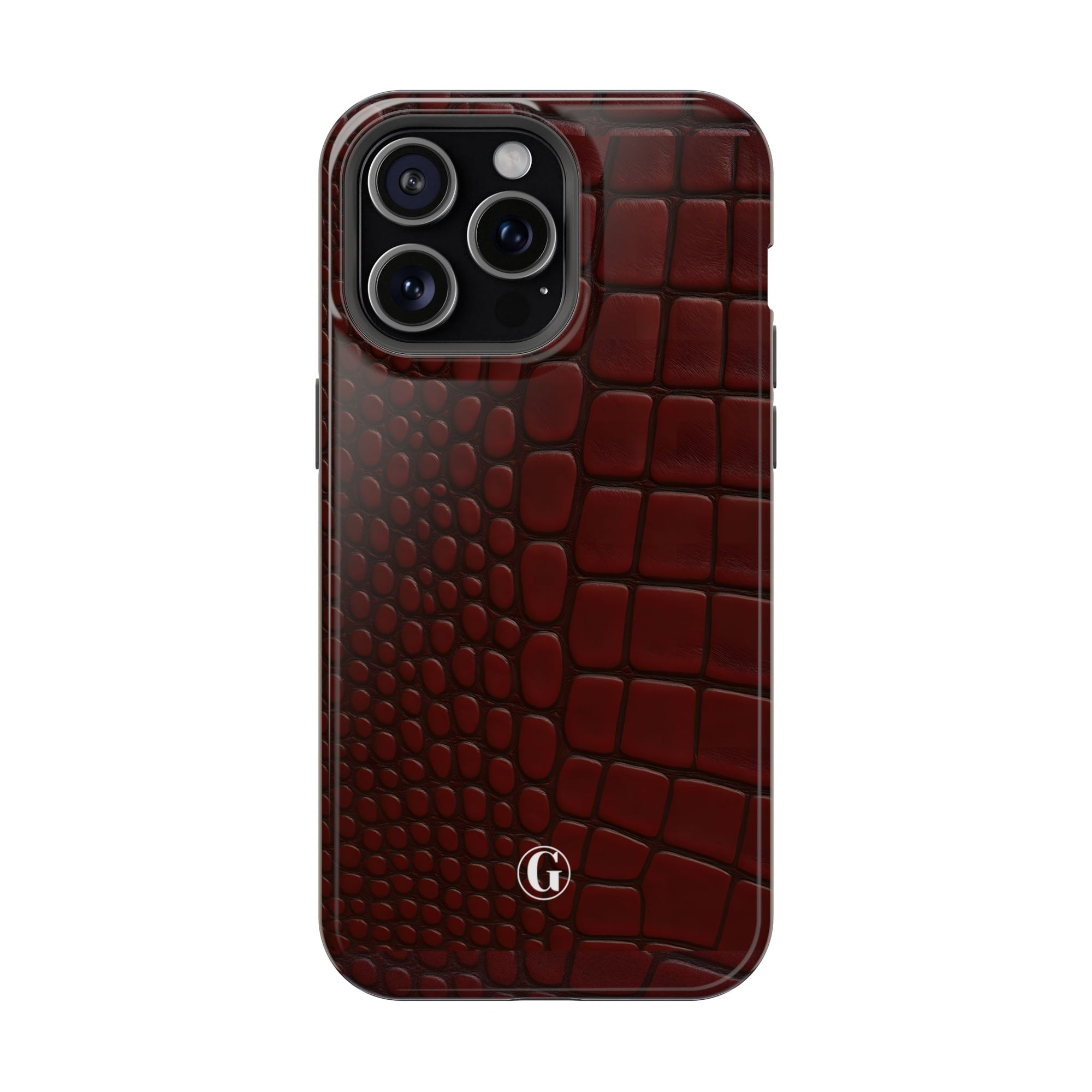 Burgundy Crocodile Print Phone Case