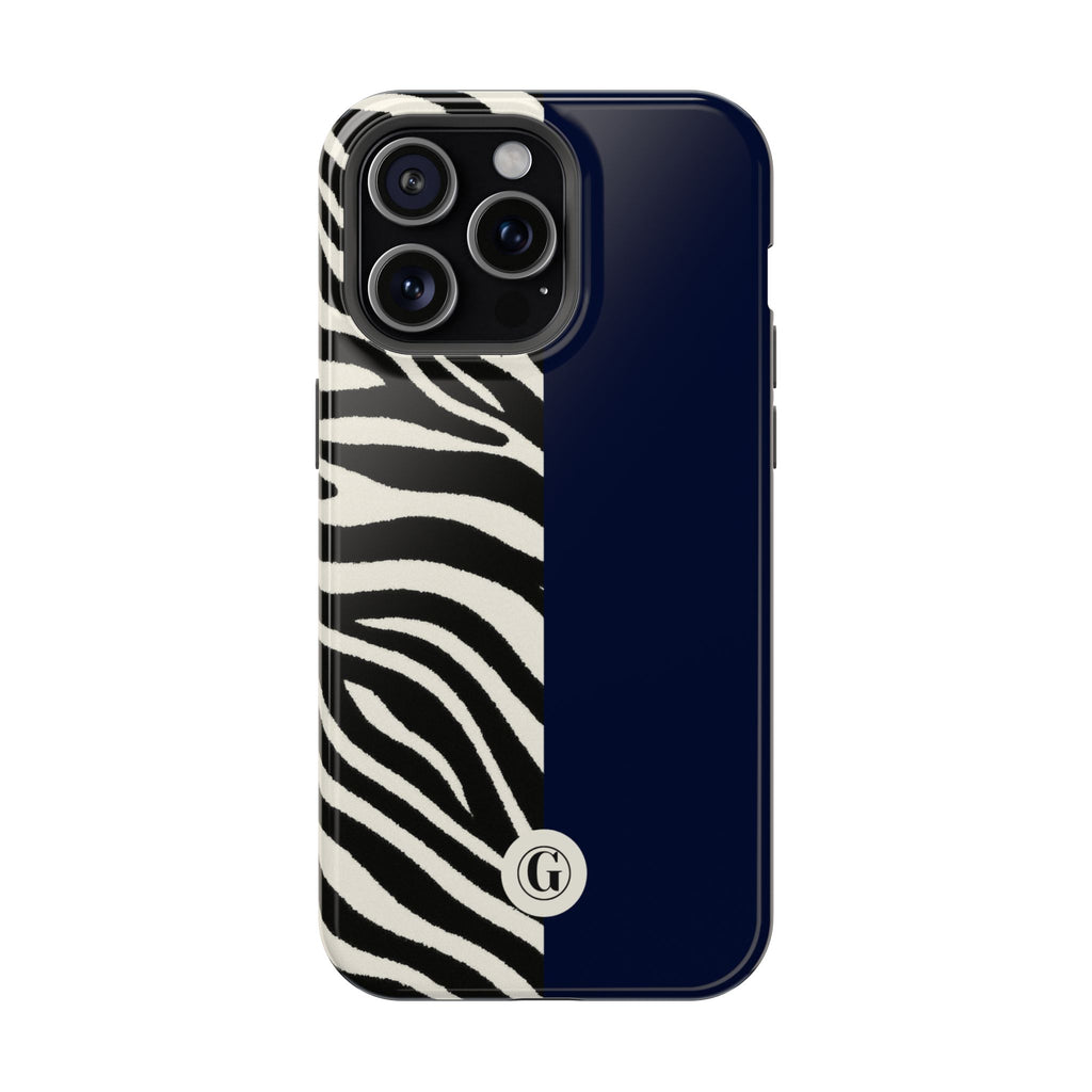 Zebra Print x Navy Blue Phone Case