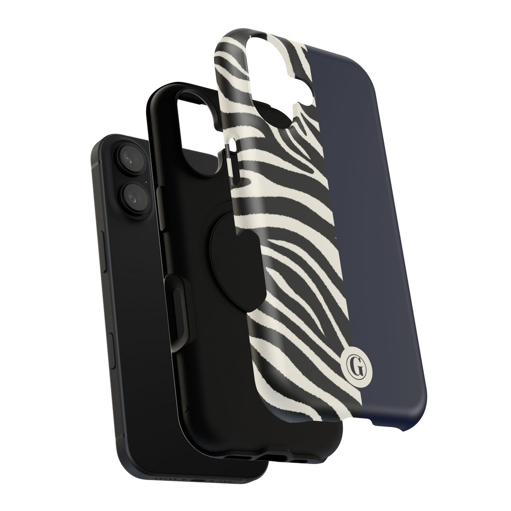 Zebra Print x Navy Blue Phone Case
