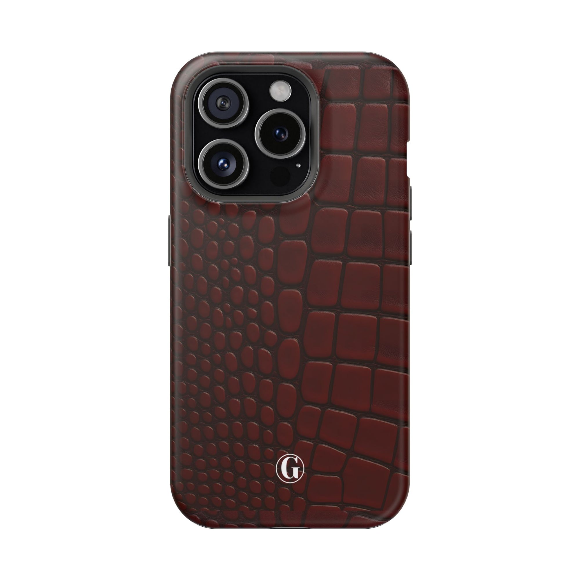 Burgundy Crocodile Print Phone Case