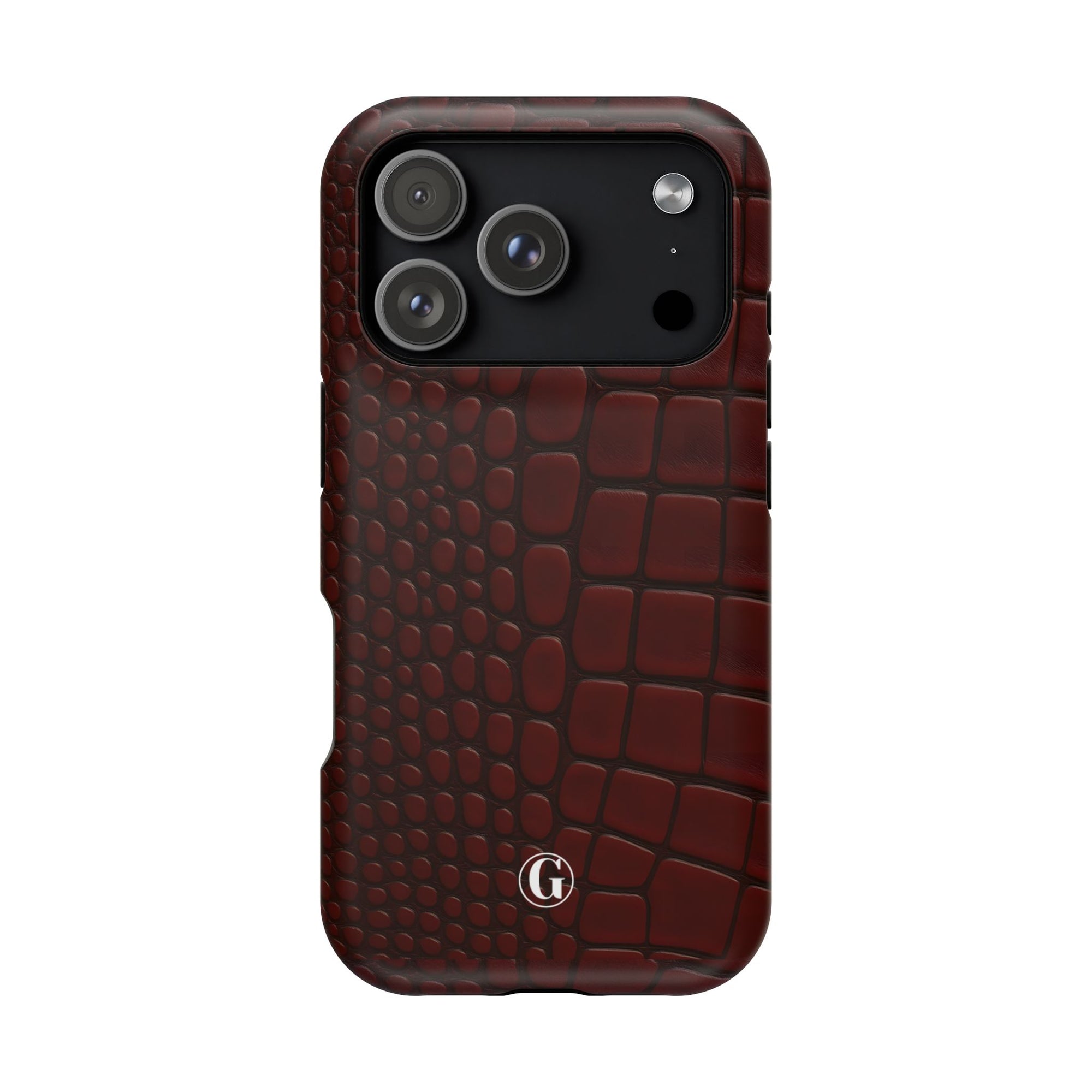 Burgundy Crocodile Print Phone Case