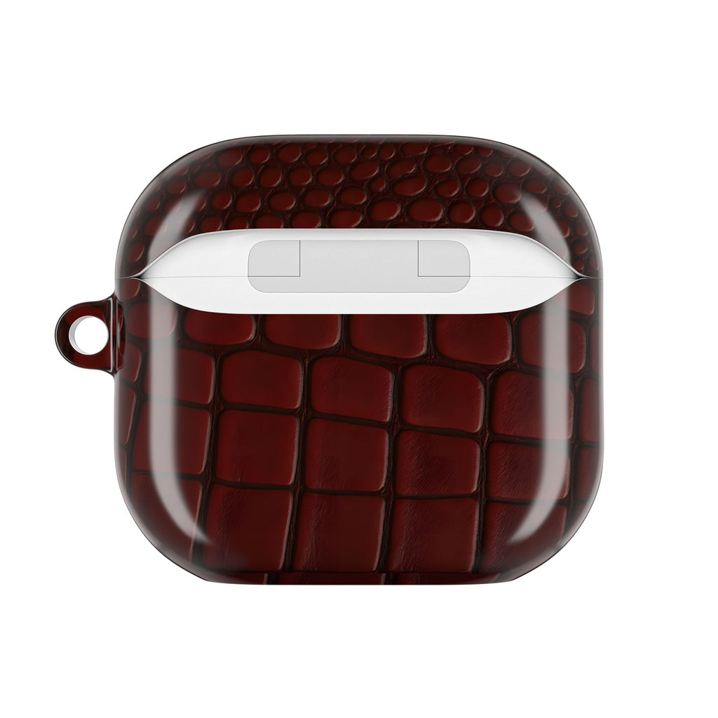 Burgundy Crocodile Print AirPod Case
