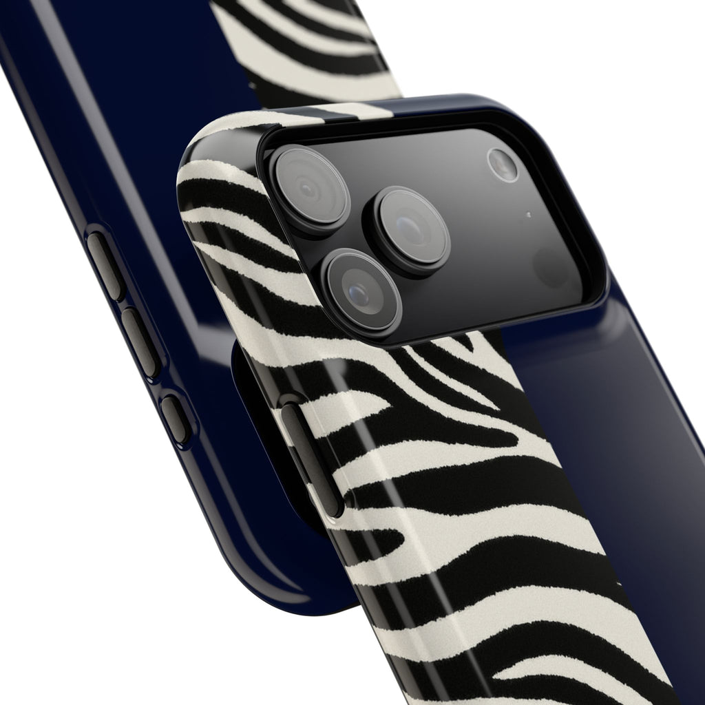 Zebra Print x Navy Blue Phone Case